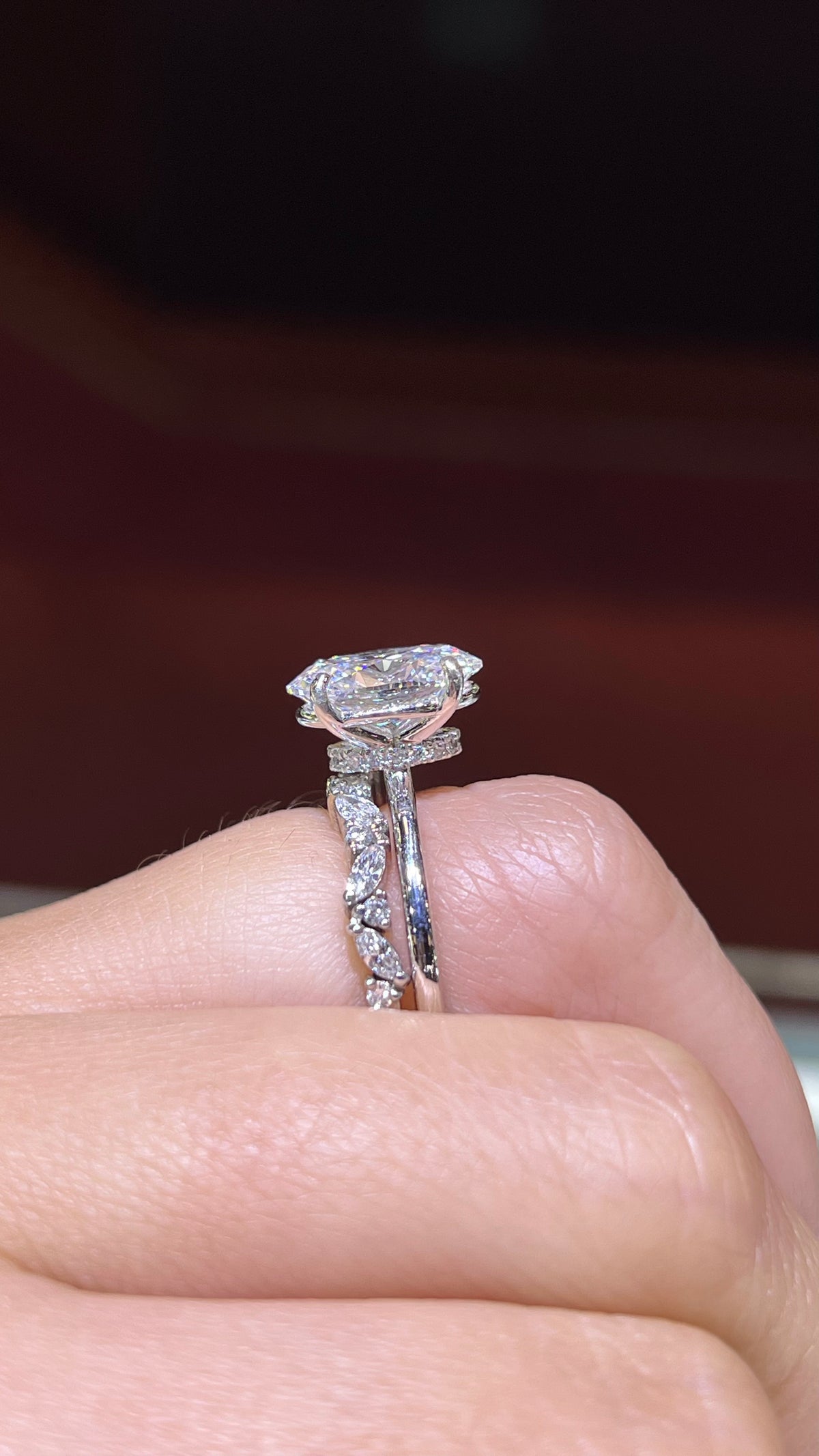 0.40ct Marquise and Round Diamond Wedding Band 14K Gold BAN076