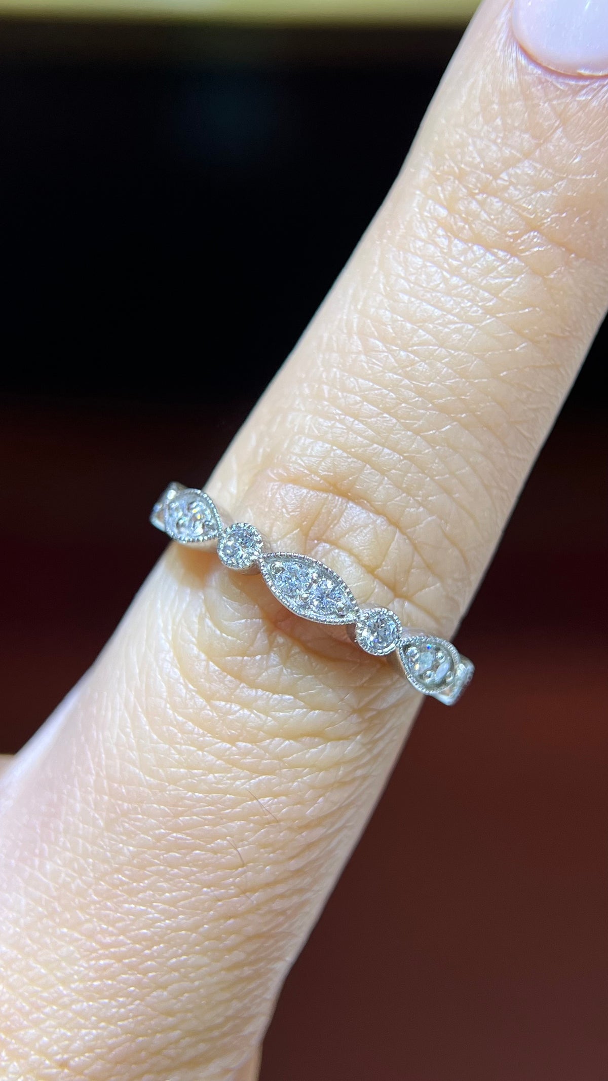 0.40ct Milgrain Beaded Diamond Wedding Band 14K Gold BAN078