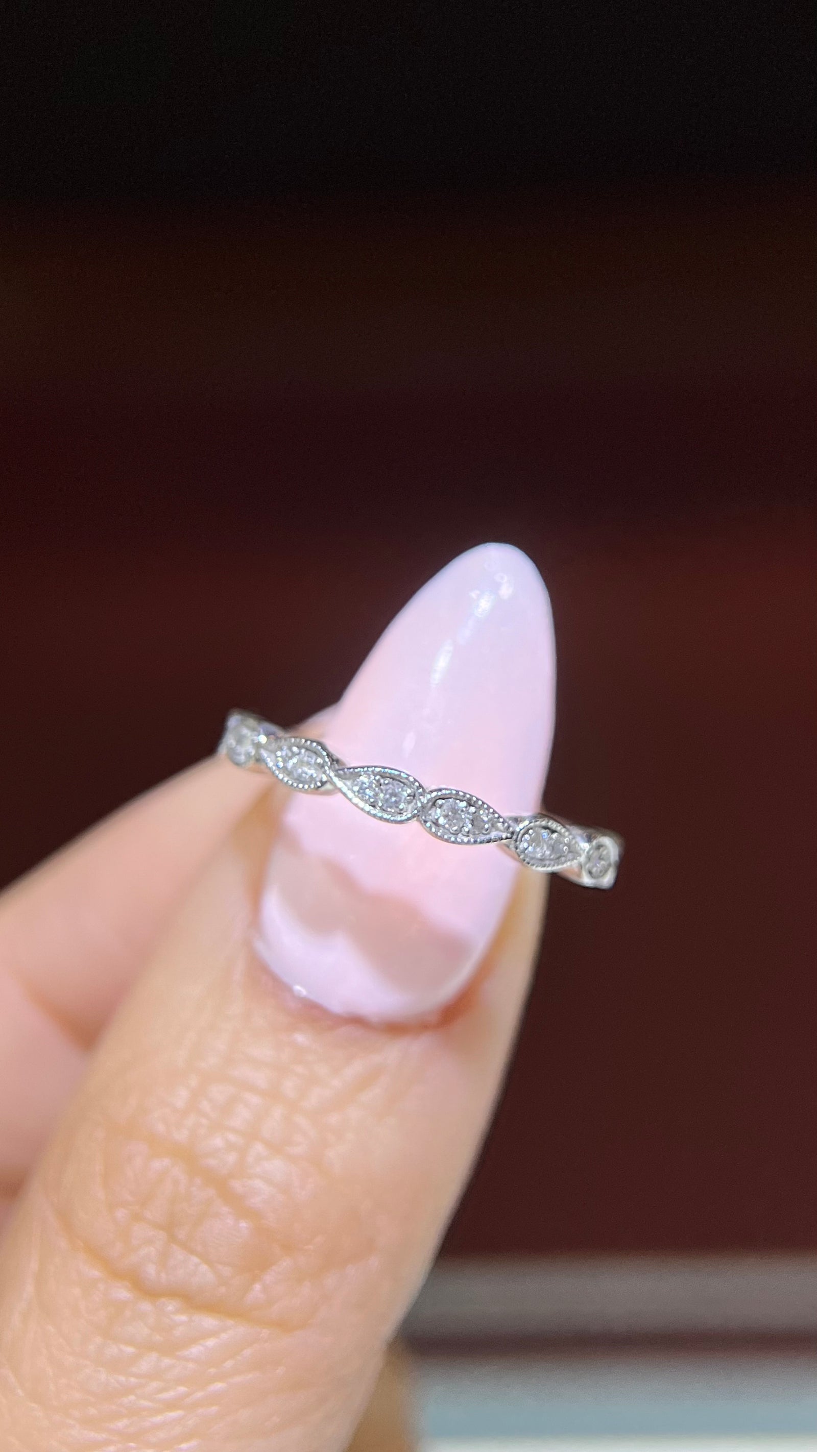 0.14ct Milgrain Beaded Diamond Wedding Band 14K Gold BAN079