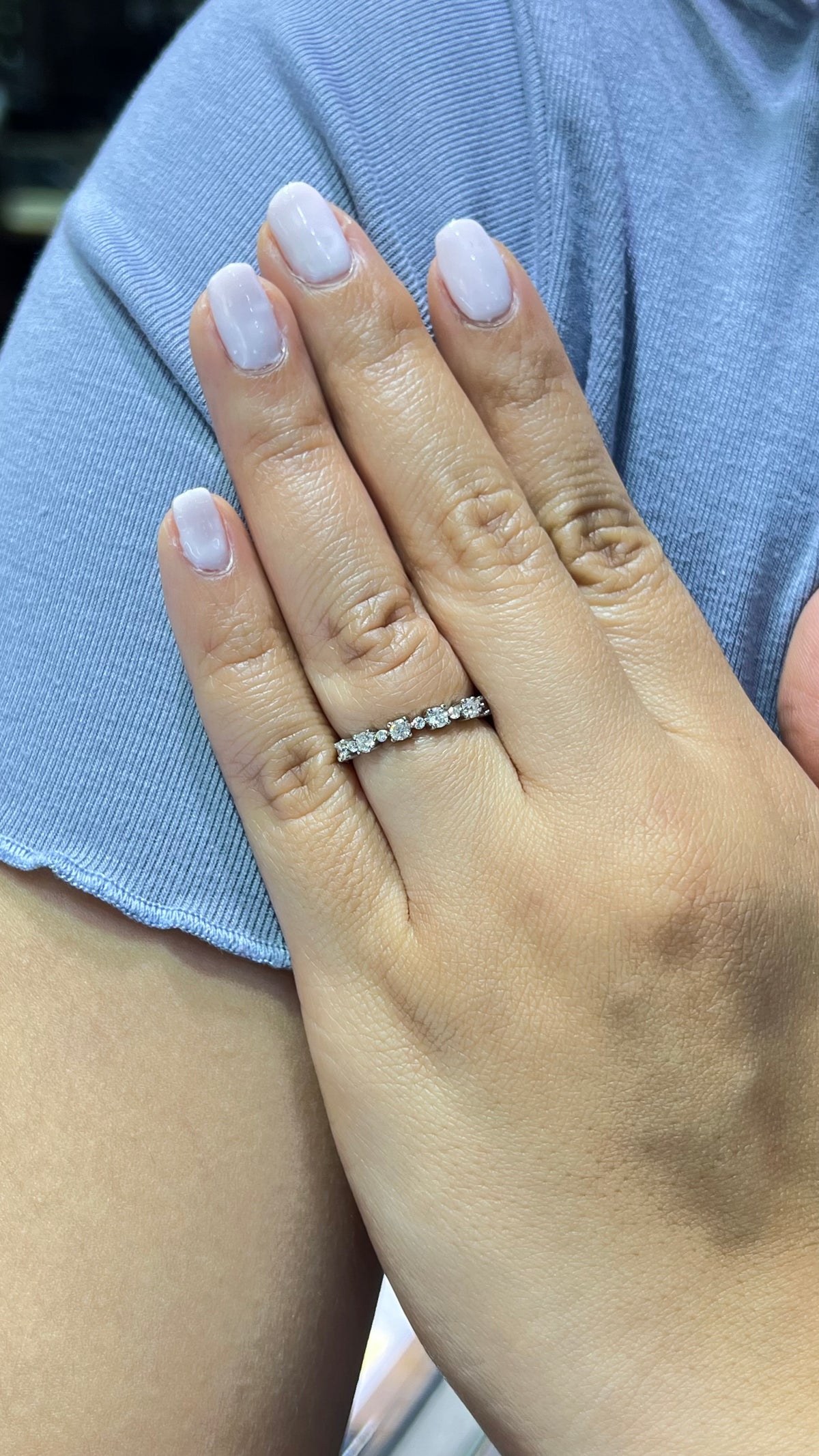 0.50ct Alternating Big and Small Round Diamond Wedding Band 14K Gold BAN080