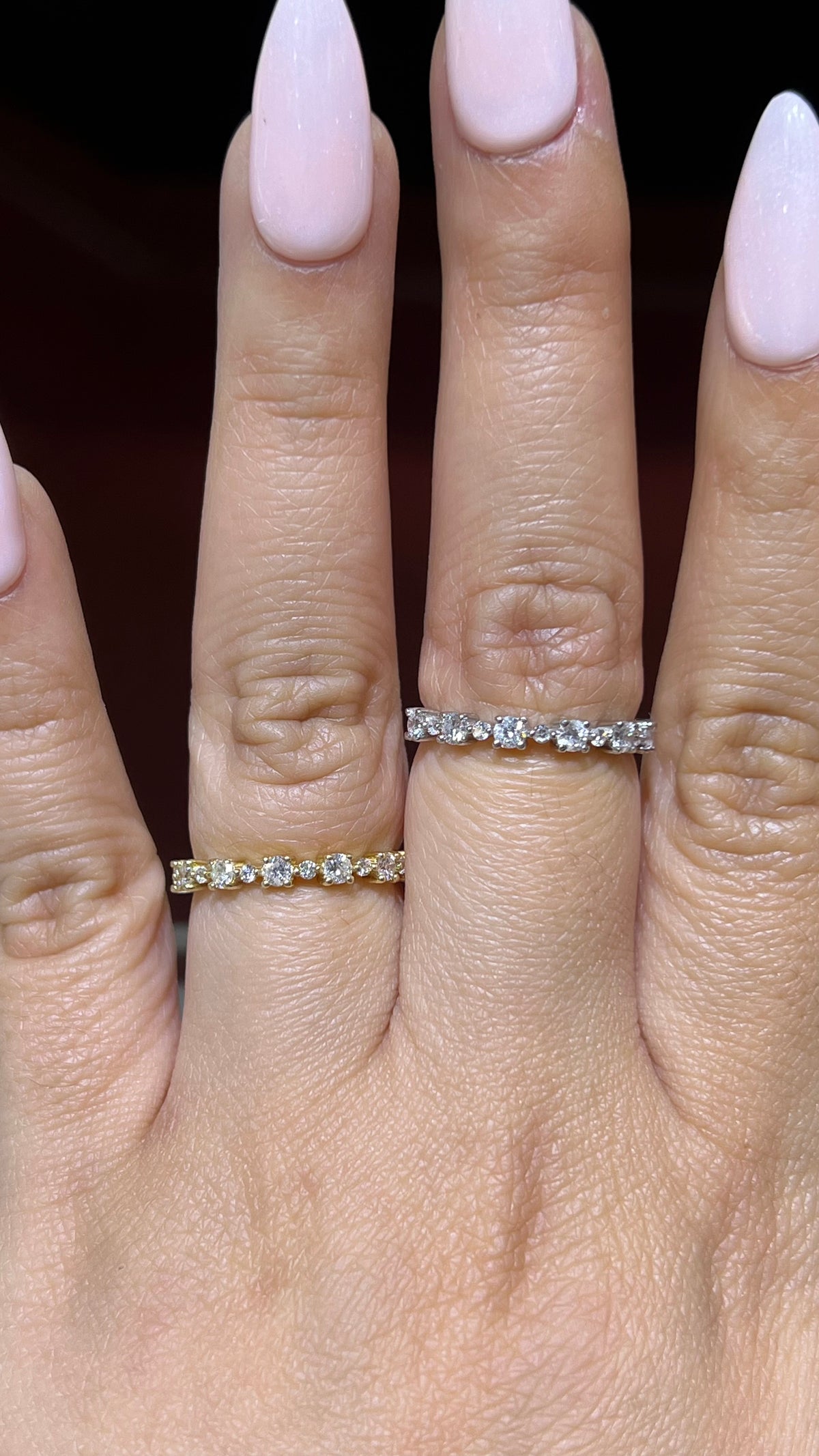 0.50ct Alternating Big and Small Round Diamond Wedding Band 14K Gold BAN080