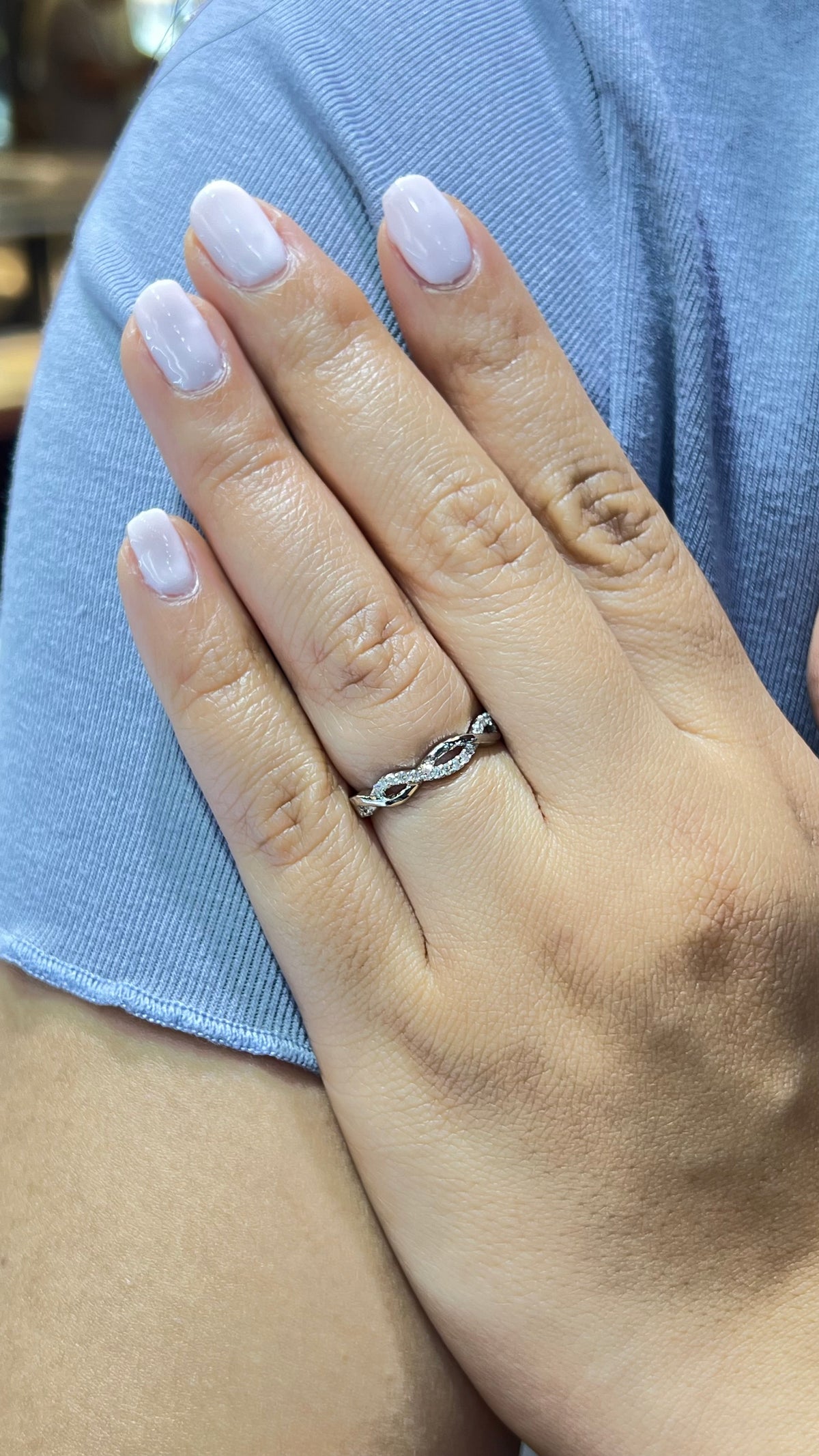 0.20ct Half Diamond Twist Wedding Band 14K Gold BAN081