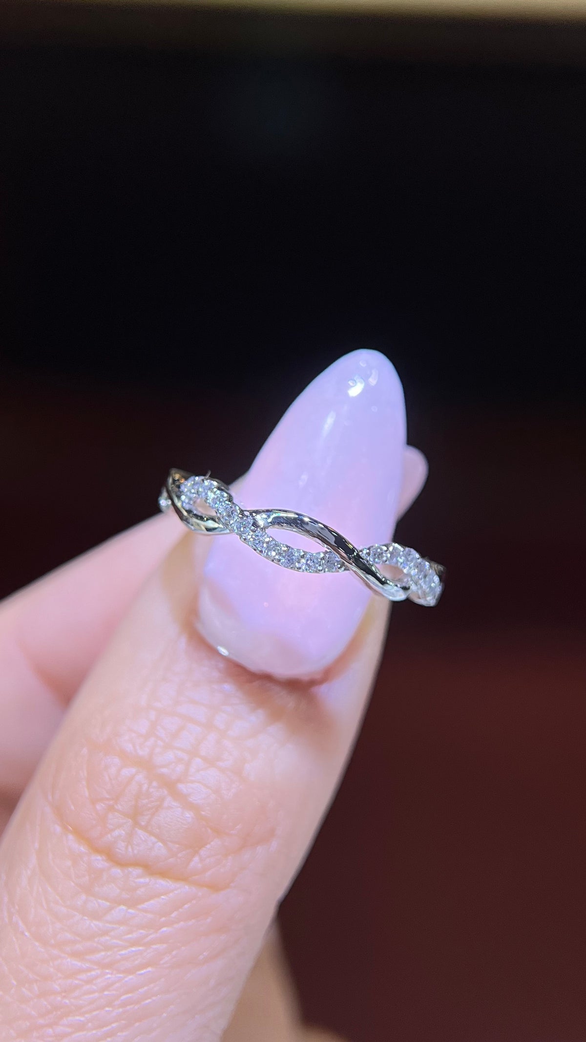 0.20ct Half Diamond Twist Wedding Band 14K Gold BAN081