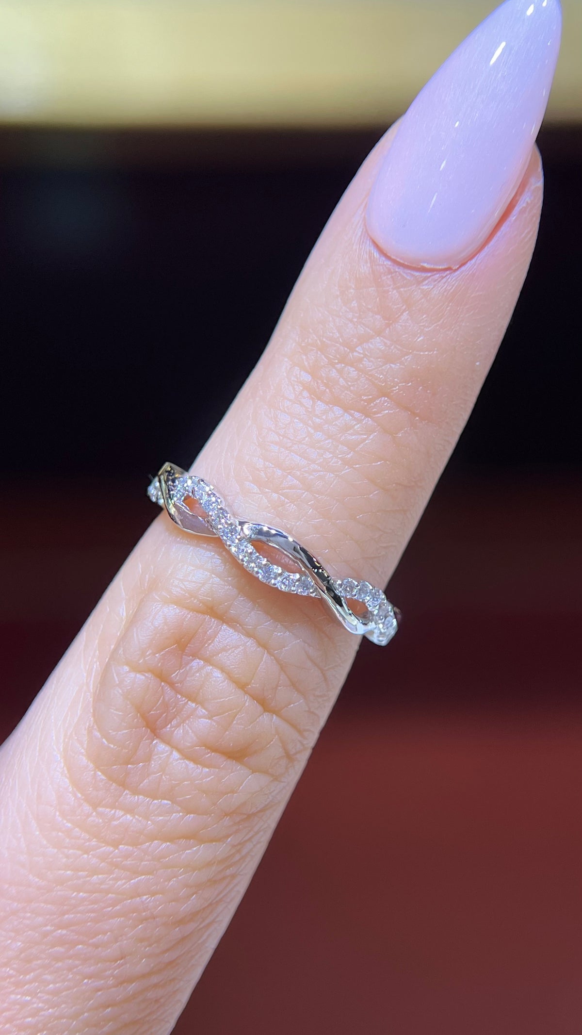 0.20ct Half Diamond Twist Wedding Band 14K Gold BAN081