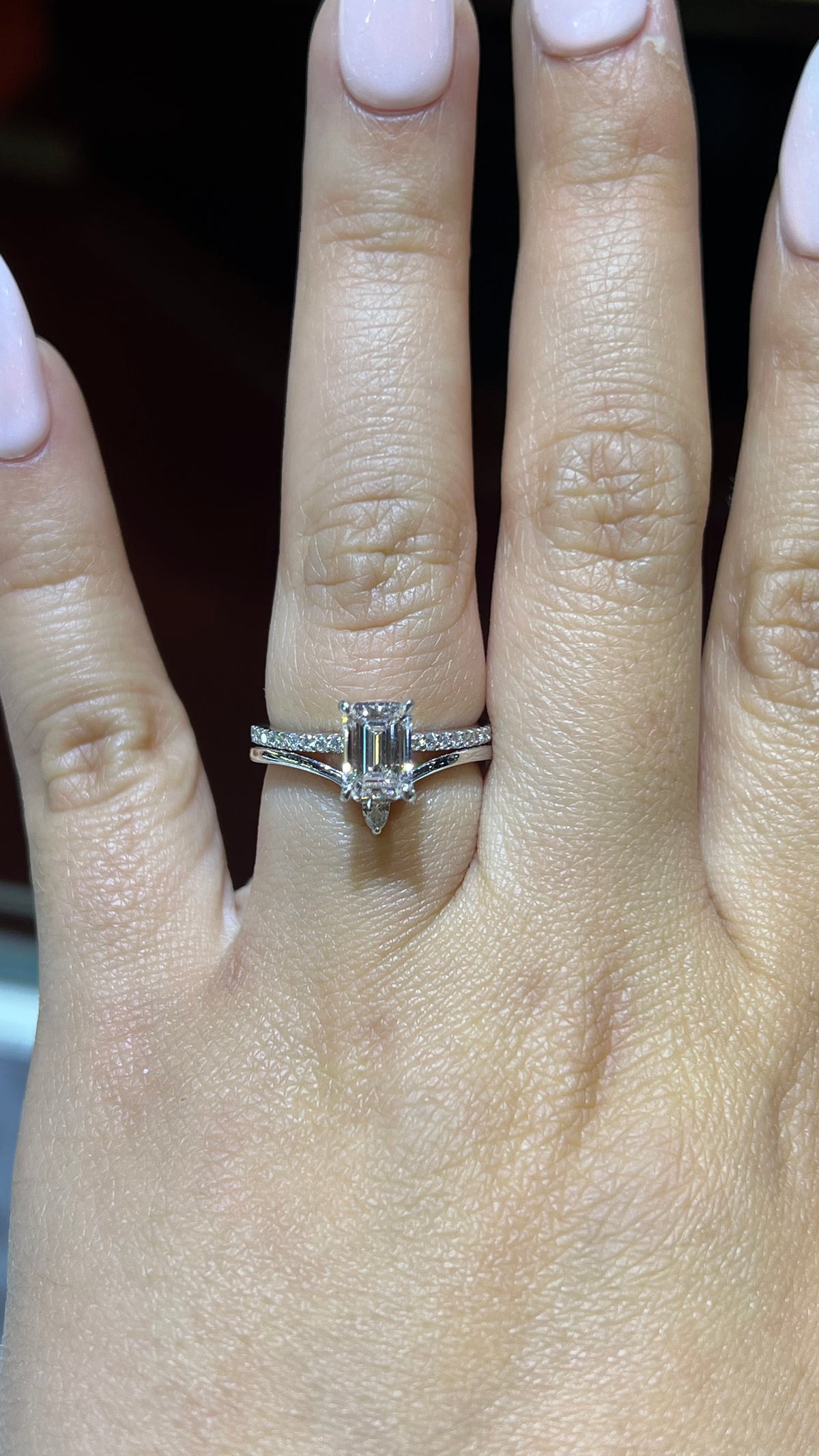 0.10ct Marquise and Round Chevron Diamond Wedding Band 14K Gold BAN094