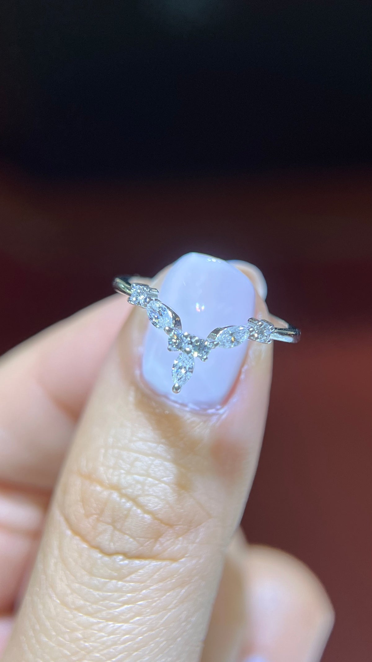 0.20ct Marquise and Round Chevron Diamond Wedding Band 14K Gold BAN095