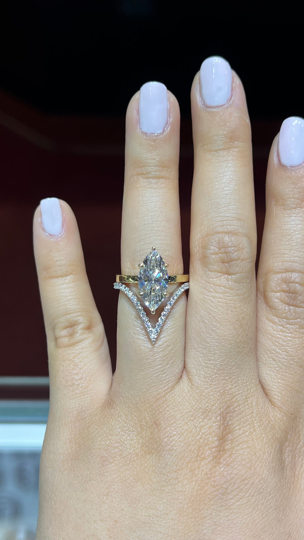 0.40ct Sharper V Chevron Diamond Wedding Band 14K Gold BAN098