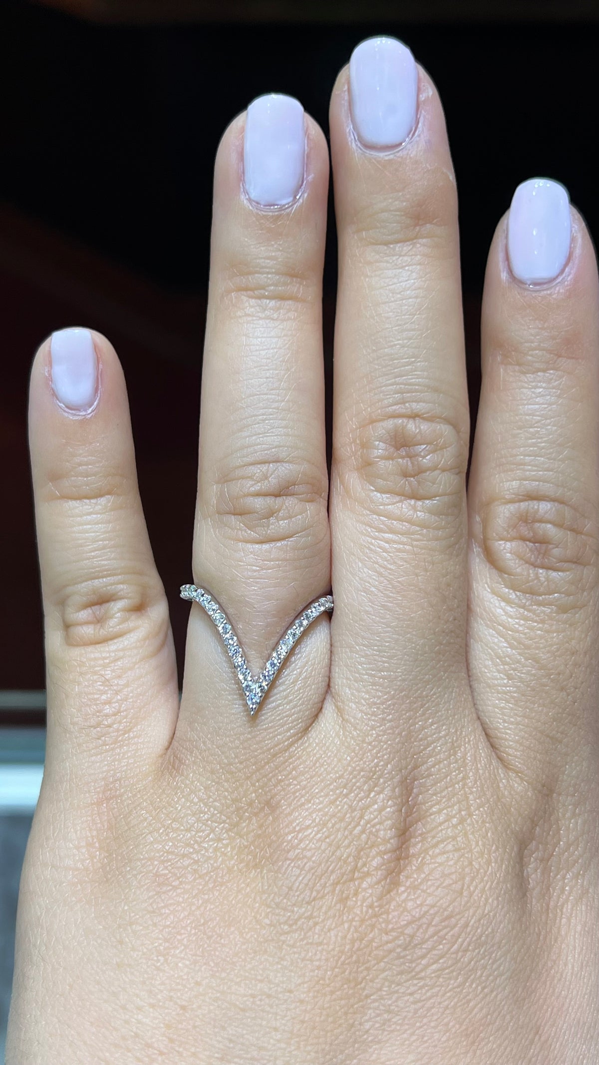 0.40ct Sharper V Chevron Diamond Wedding Band 14K Gold BAN098