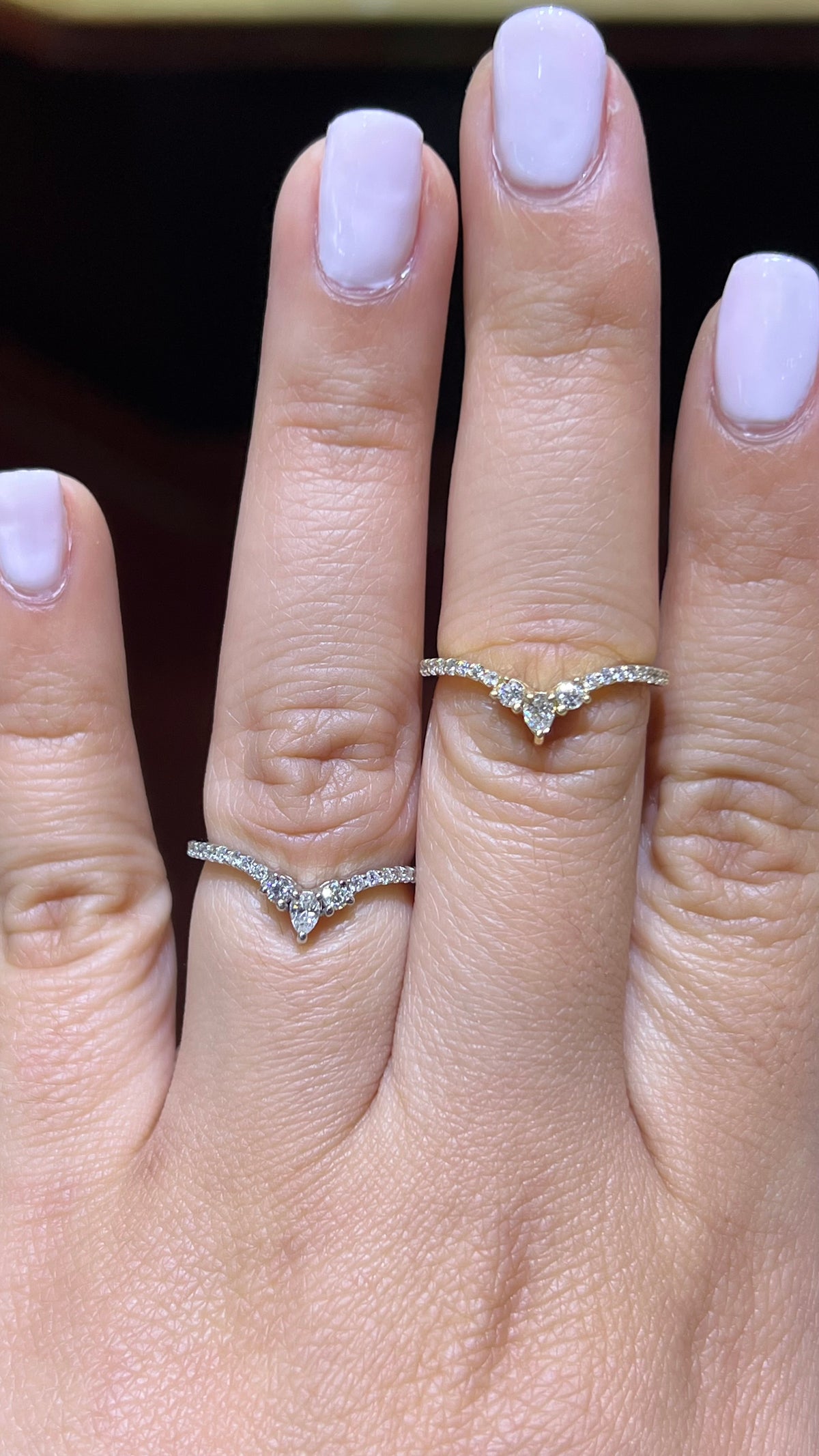 0.27ct Pear Chevron Diamond Wedding Band 14K Gold BAN099