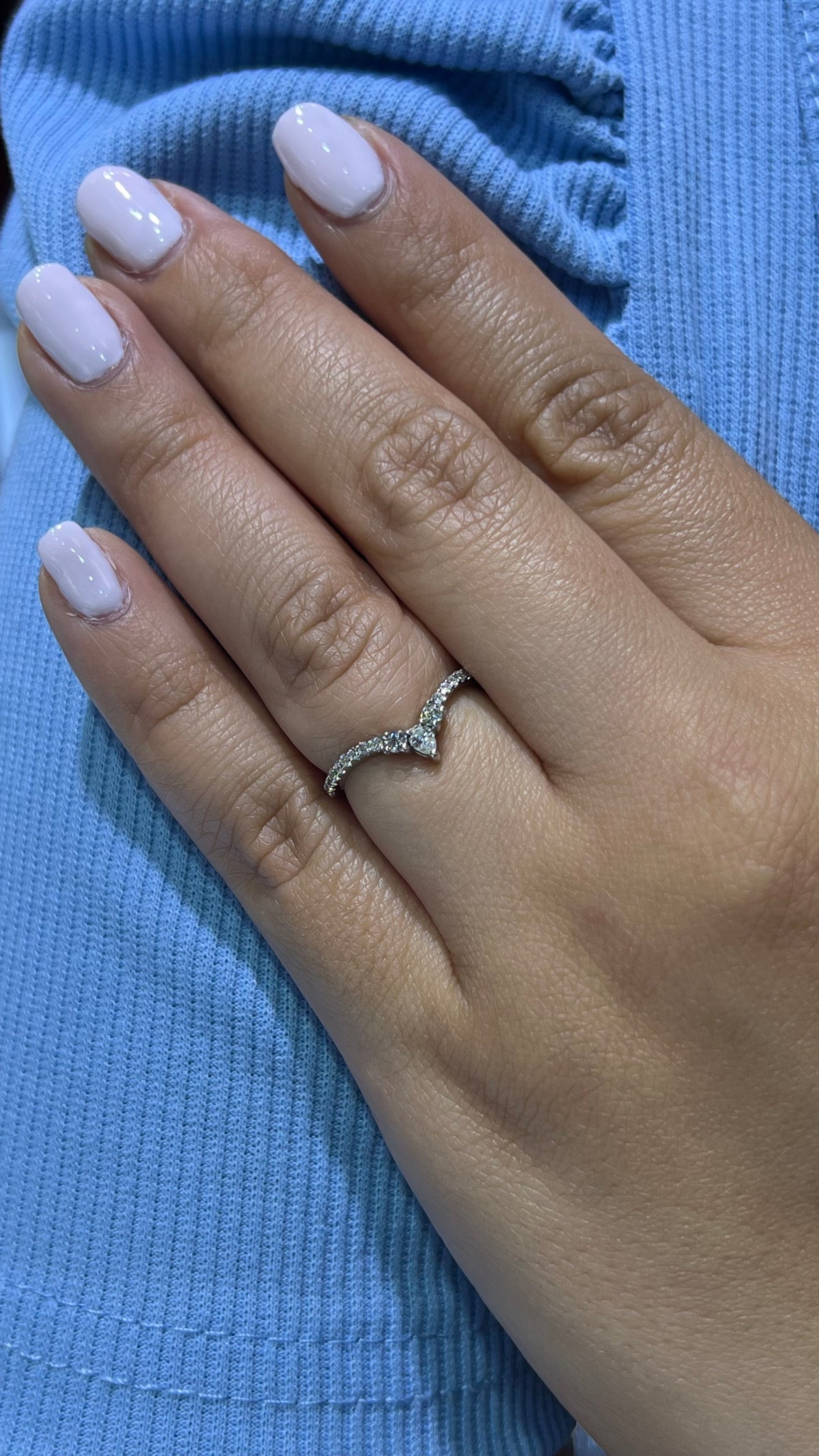 0.27ct Pear Chevron Diamond Wedding Band 14K Gold BAN099