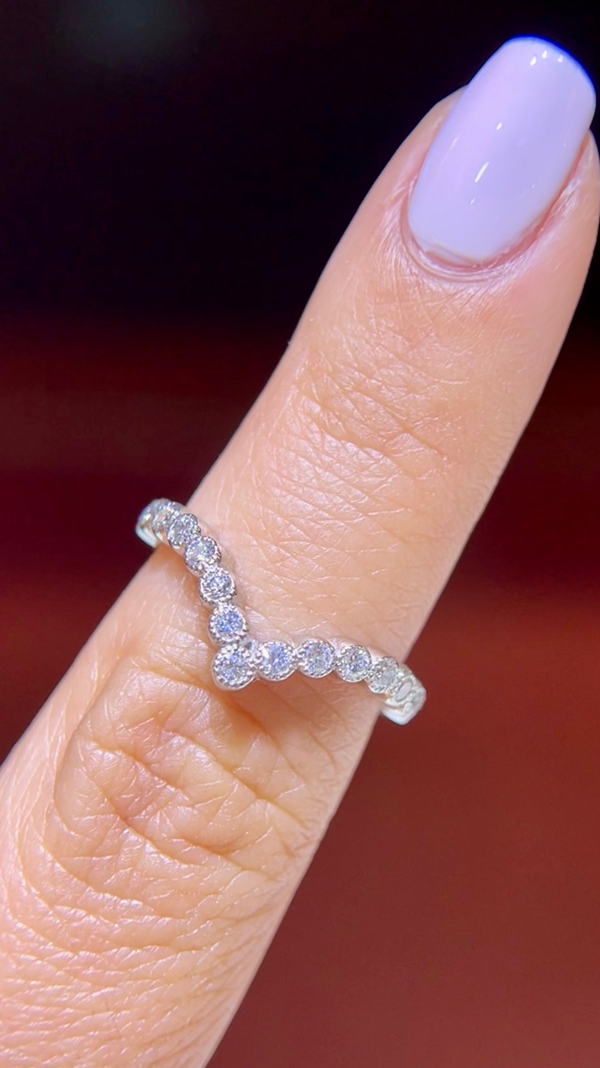 0.38ct Milgrain Beaded Chevron Bezel Diamond Wedding Band 14K Gold BAN108