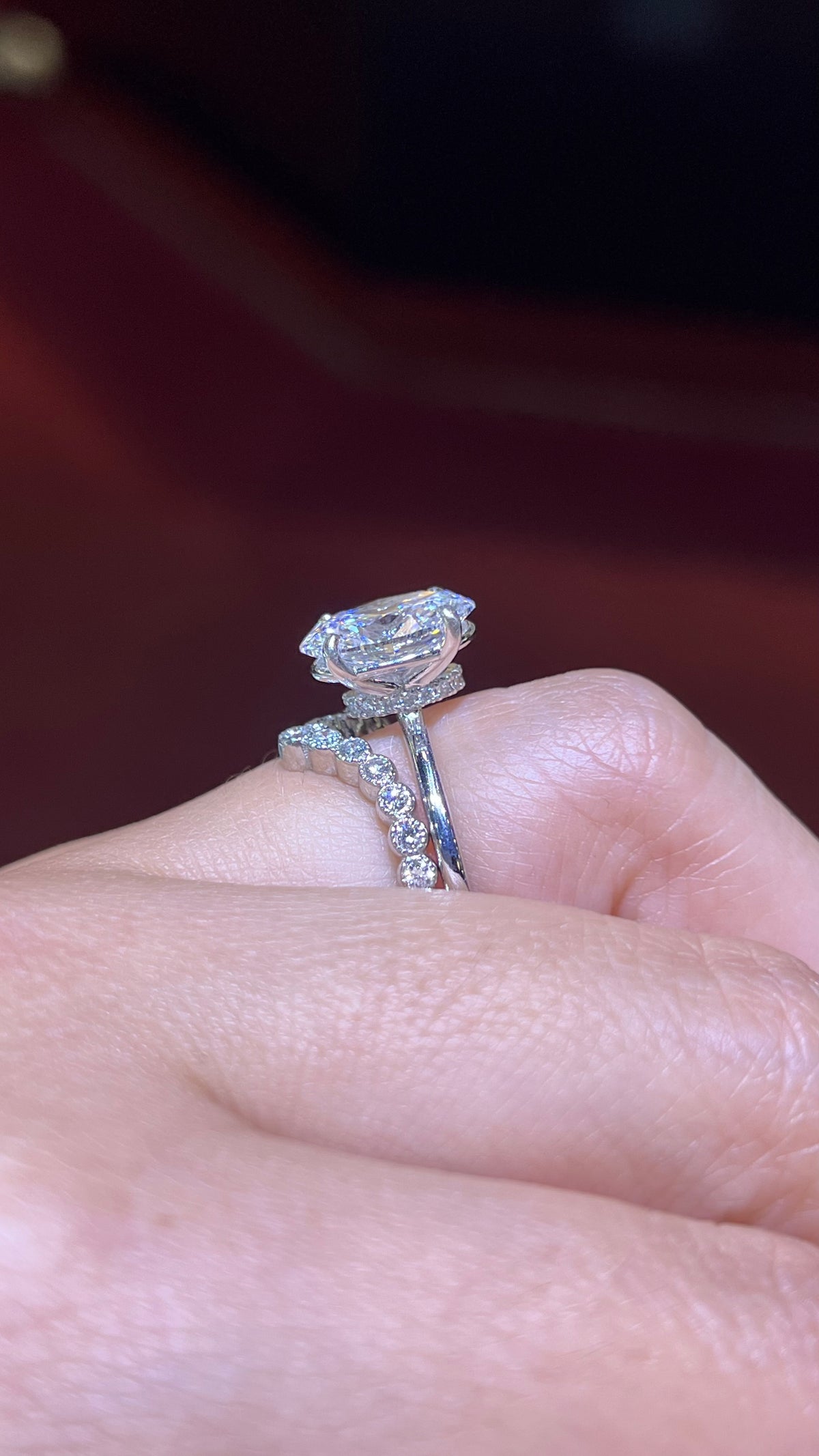 0.38ct Milgrain Beaded Chevron Bezel Diamond Wedding Band 14K Gold BAN108