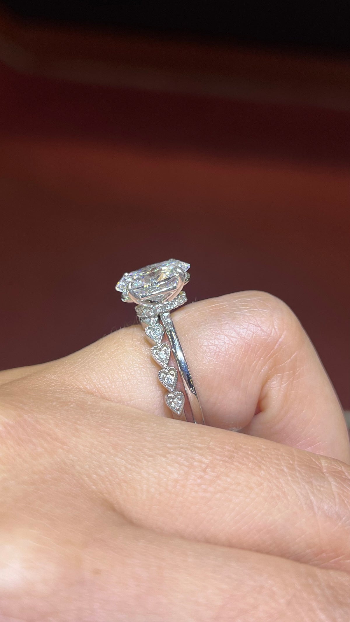 0.10ct Milgrain Beaded Hearts Diamond Wedding Band 14K Gold BAN114