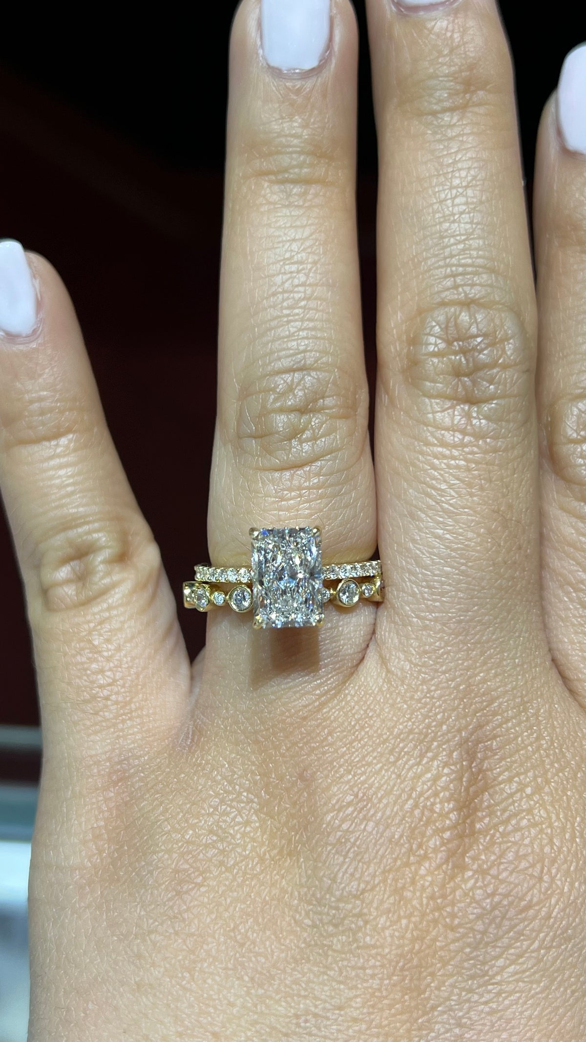 0.30ct Alternating Bezel Round Diamond Wedding Band 14K Gold BAN118