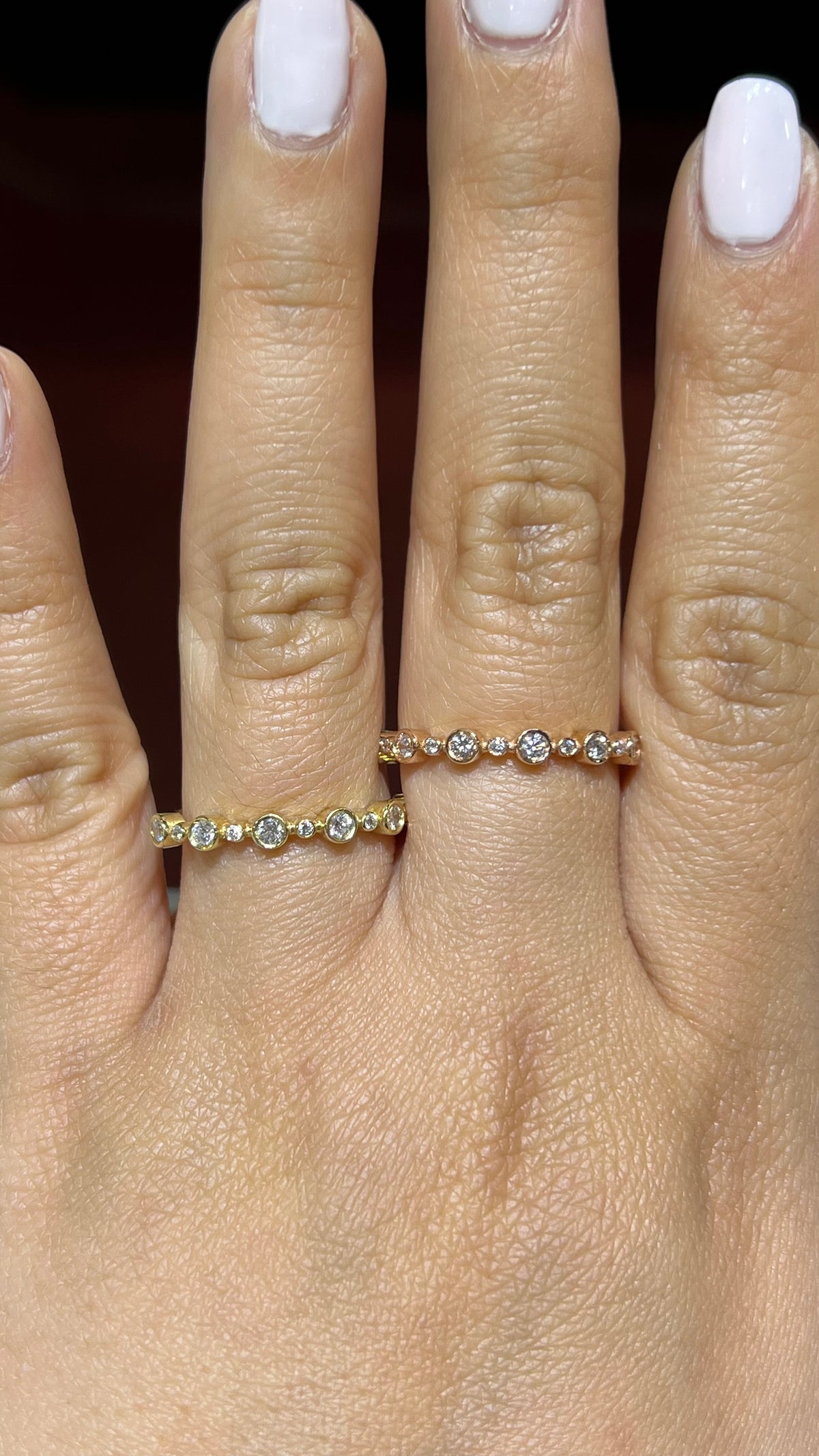 0.30ct Alternating Bezel Round Diamond Wedding Band 14K Gold BAN118