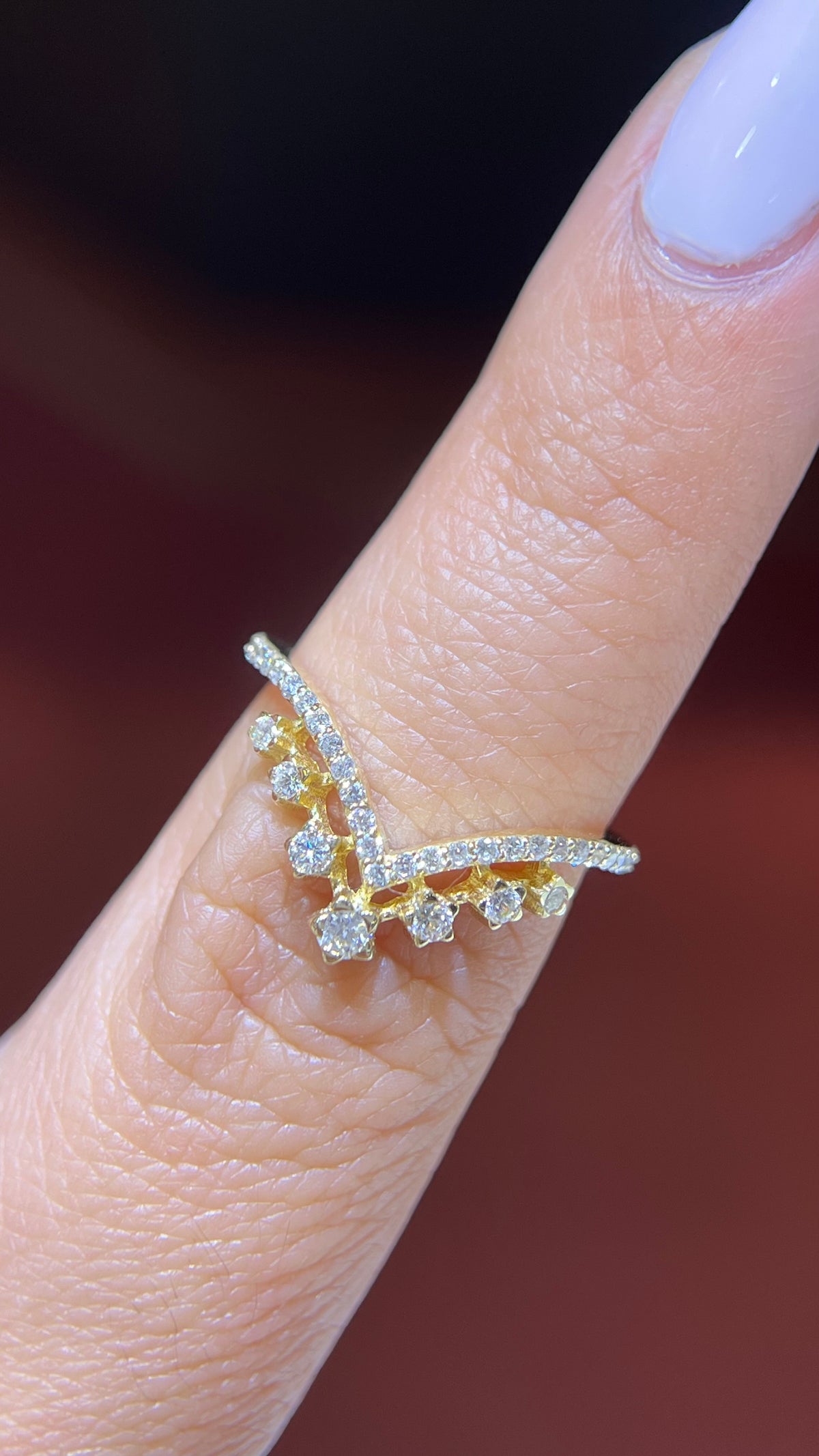 0.40ct Stars Chevron Diamond Wedding Band 14K Gold BAN121