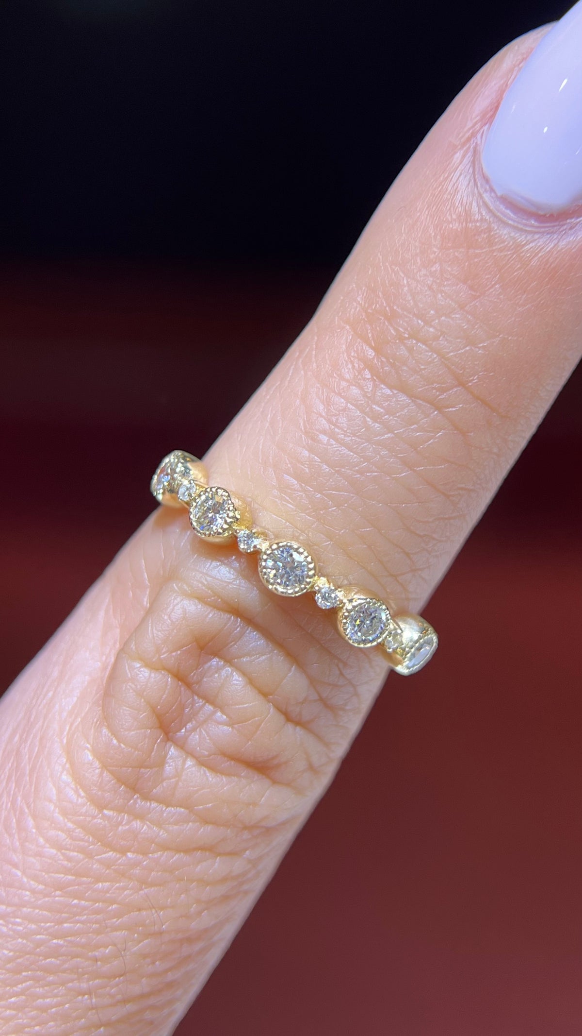 0.40ct Milgrain Beaded Bezel Diamond Wedding Band 14K Gold BAN123