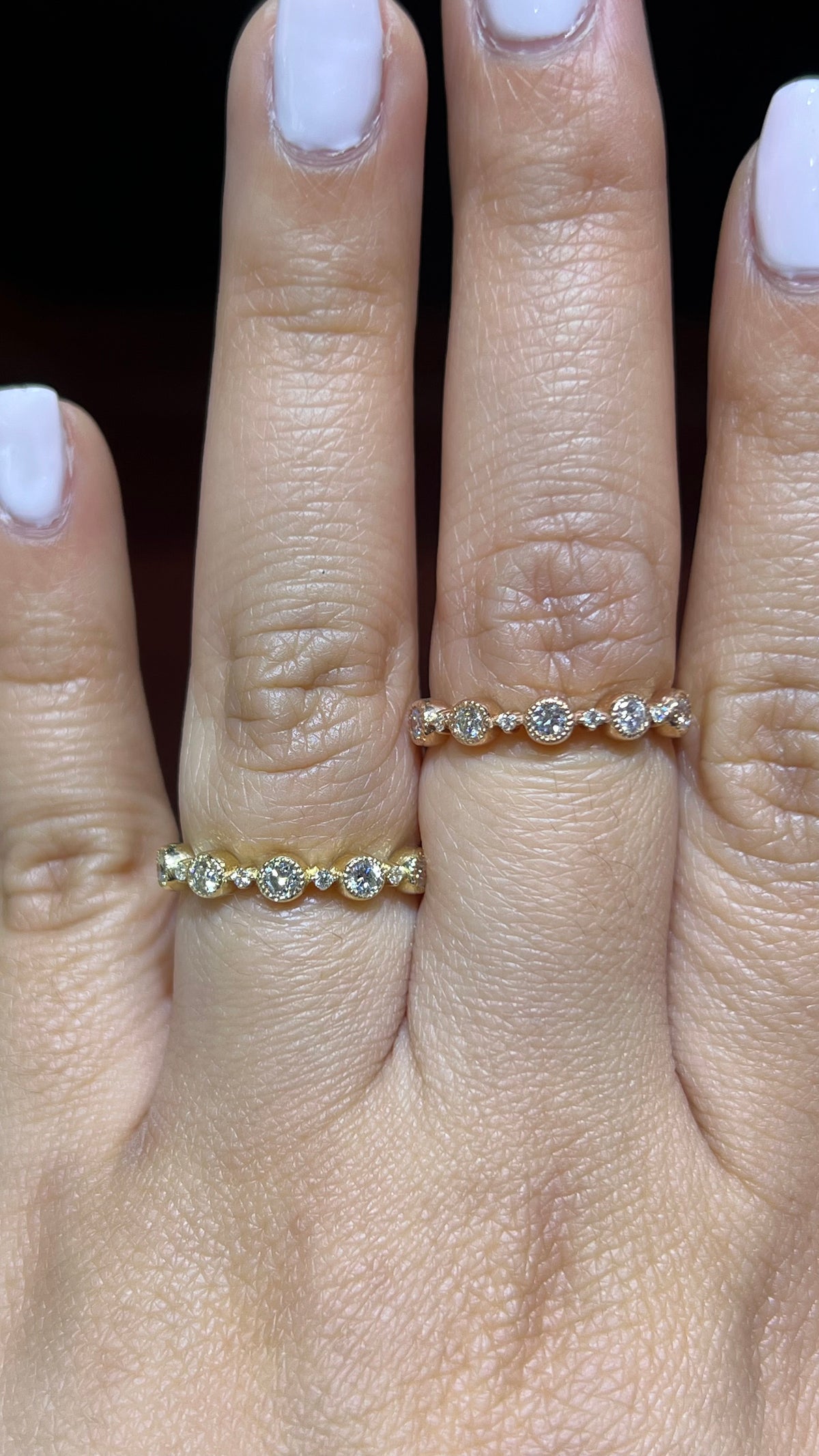 0.40ct Milgrain Beaded Bezel Diamond Wedding Band 14K Gold BAN123