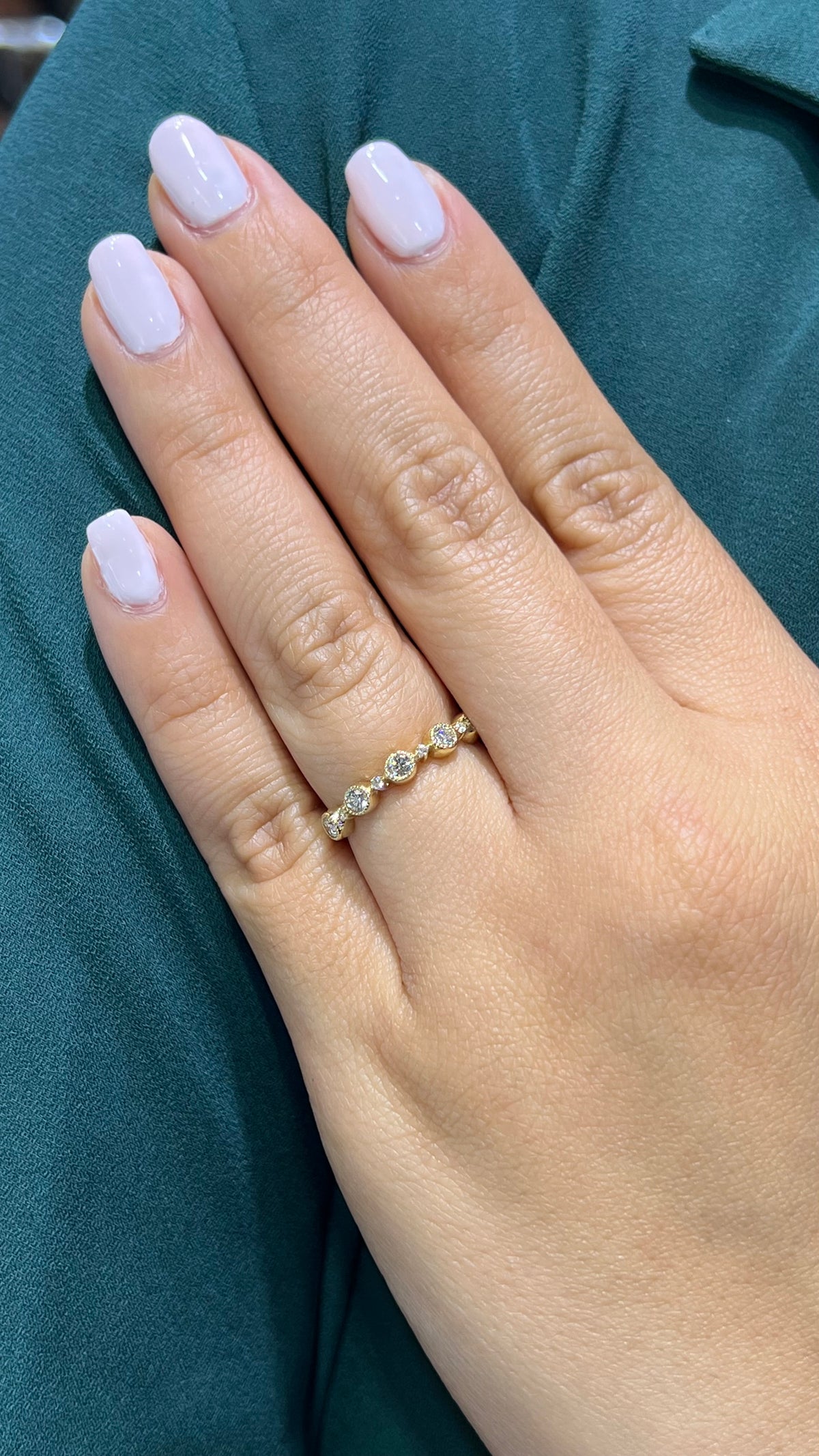 0.40ct Milgrain Beaded Bezel Diamond Wedding Band 14K Gold BAN123