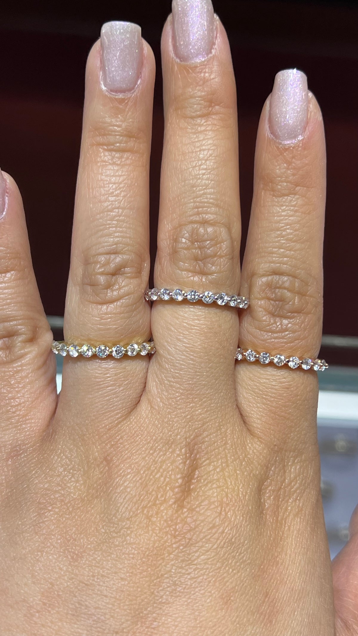 0.60ct Single Shared Prong Bubble Diamond Wedding Band 14K Gold BAN136