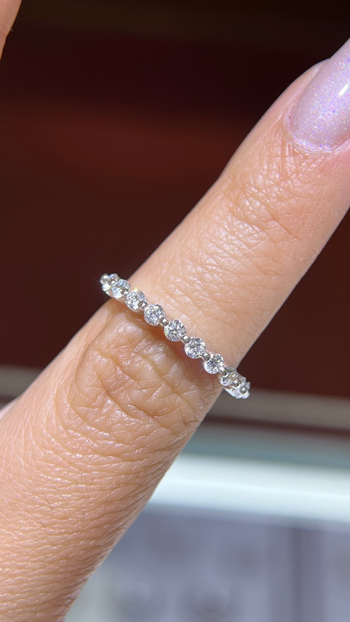 0.60ct Single Shared Prong Bubble Diamond Wedding Band 14K Gold BAN137