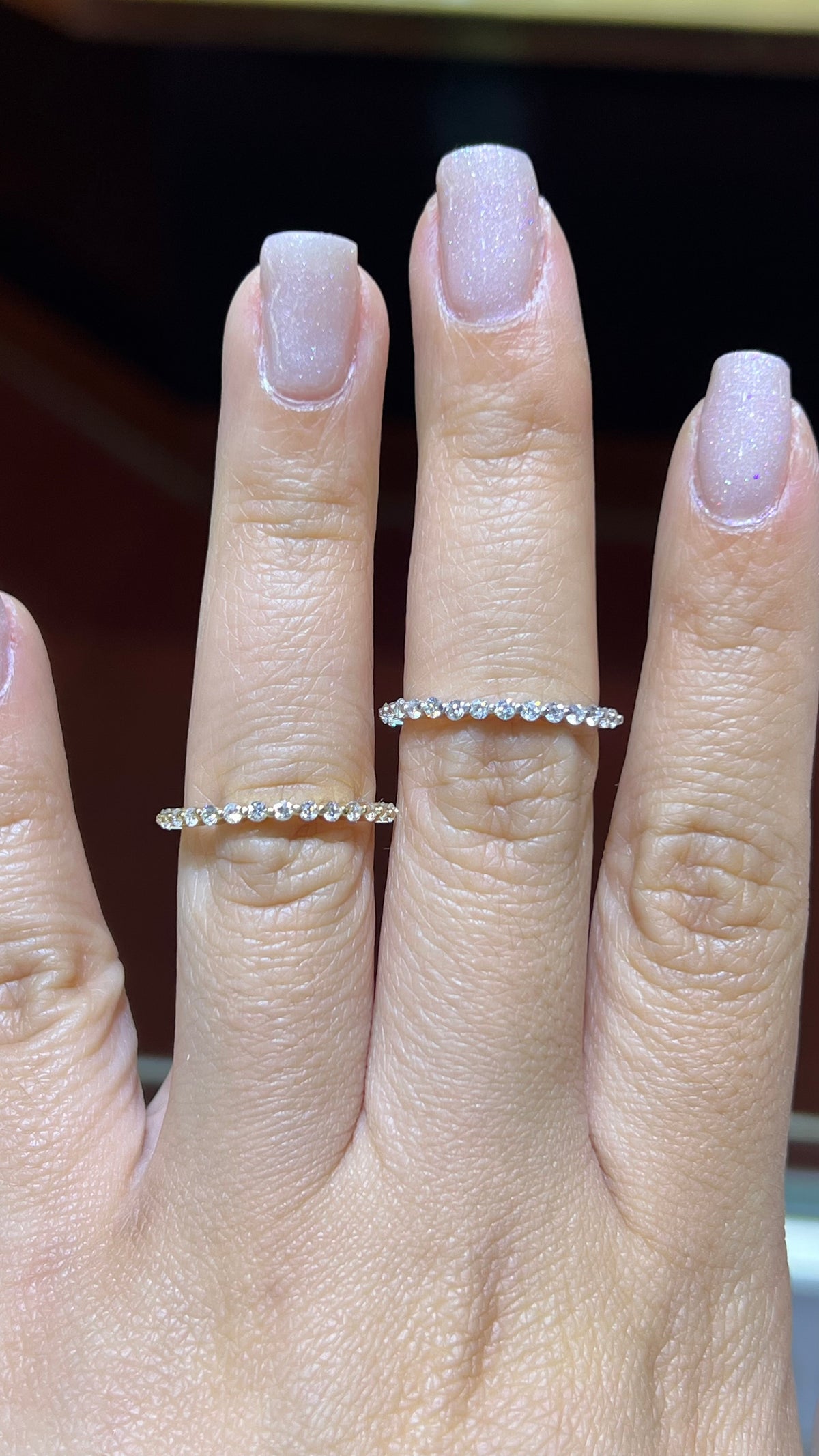 0.31ct Single Shared Prong Bubble Diamond Wedding Band 14K Gold BAN138