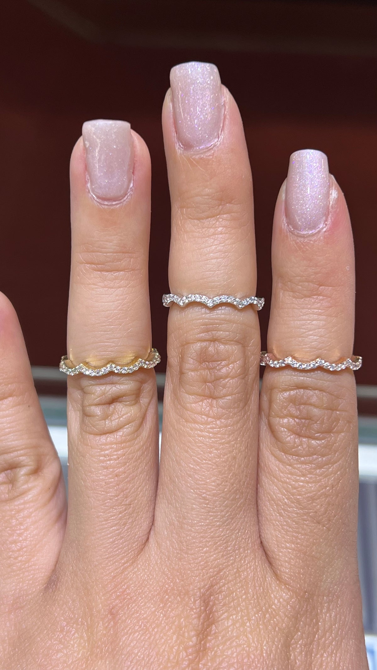 Wave Pave Diamond Wedding Band 14K Gold BAN139