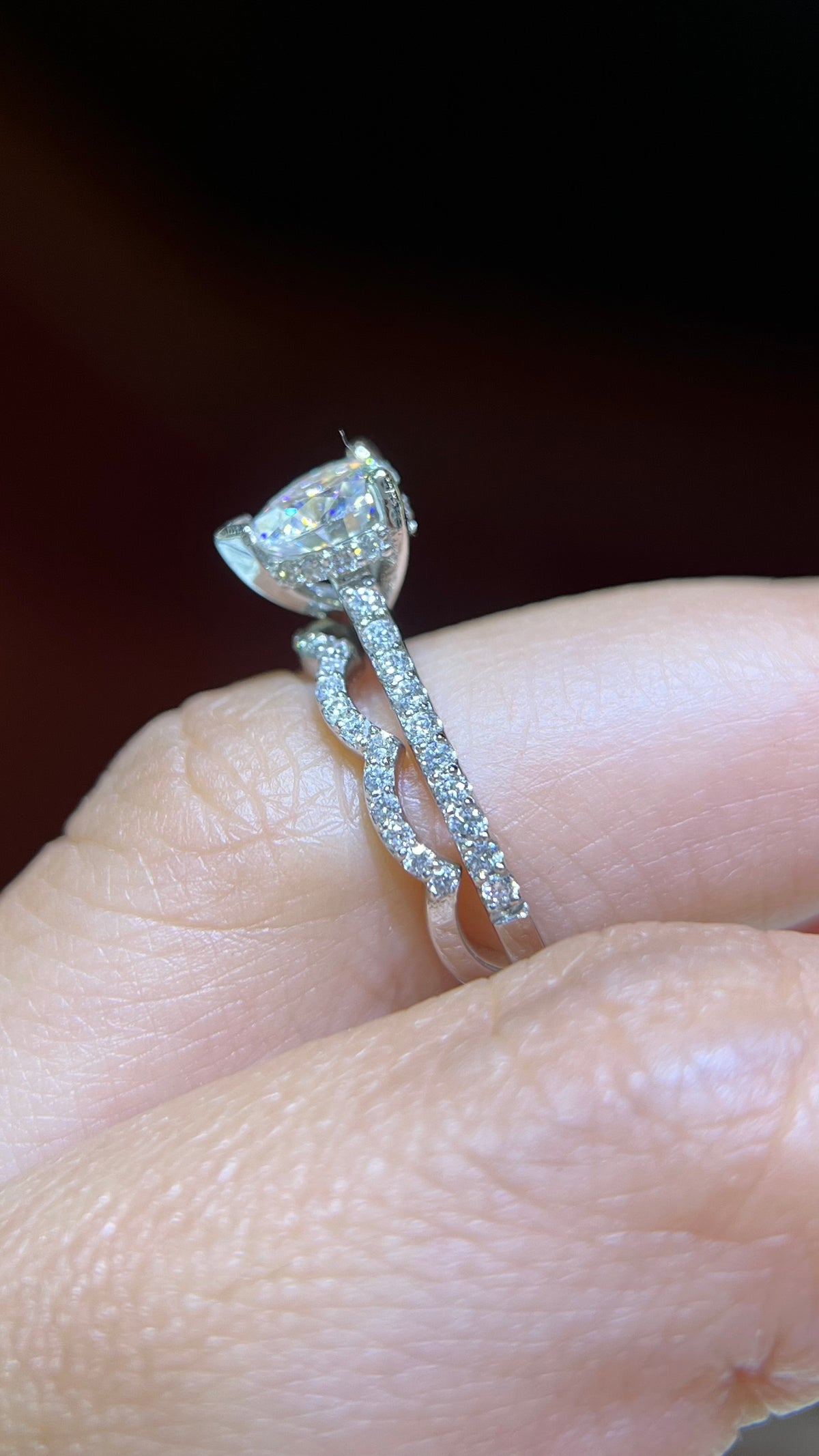 Wave Pave Diamond Wedding Band 14K Gold BAN139