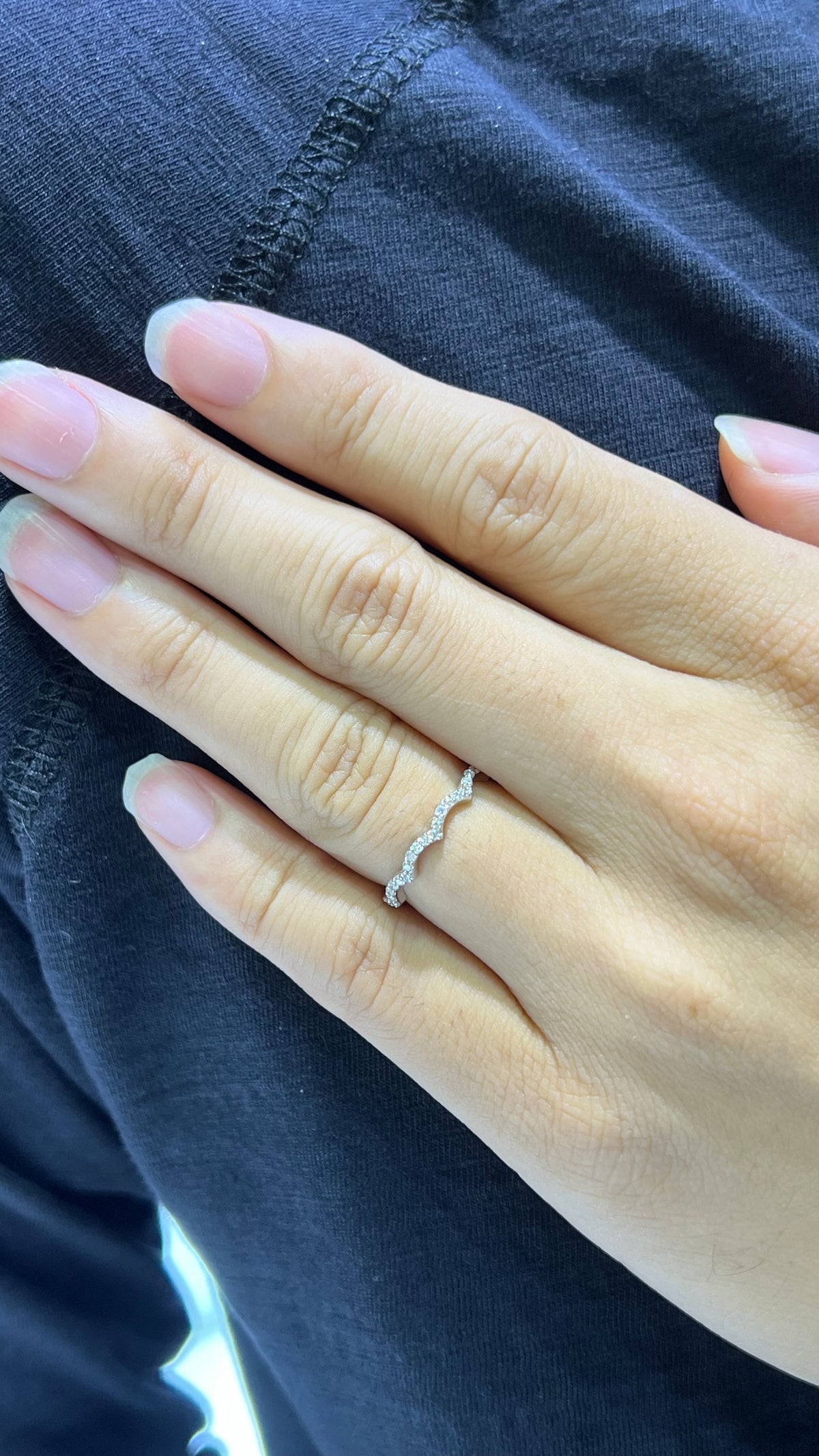 Wave Pave Diamond Wedding Band 14K Gold BAN139