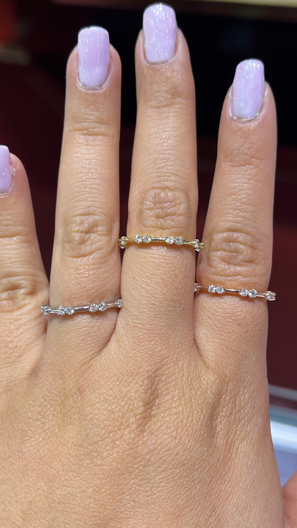 Spaced Diamond Wedding Band 14K Gold BAN140