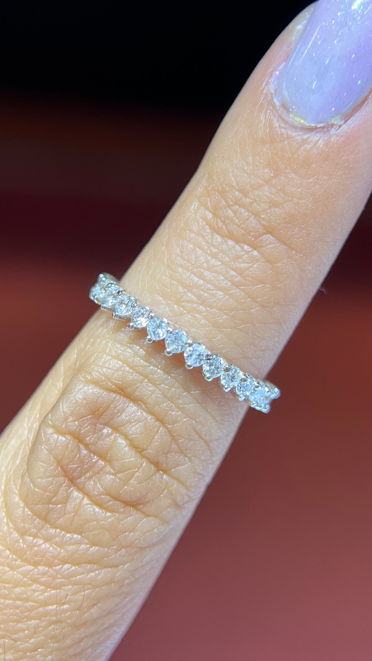 Shared 3-Prong Diamond Wedding Band 14K Gold BAN142