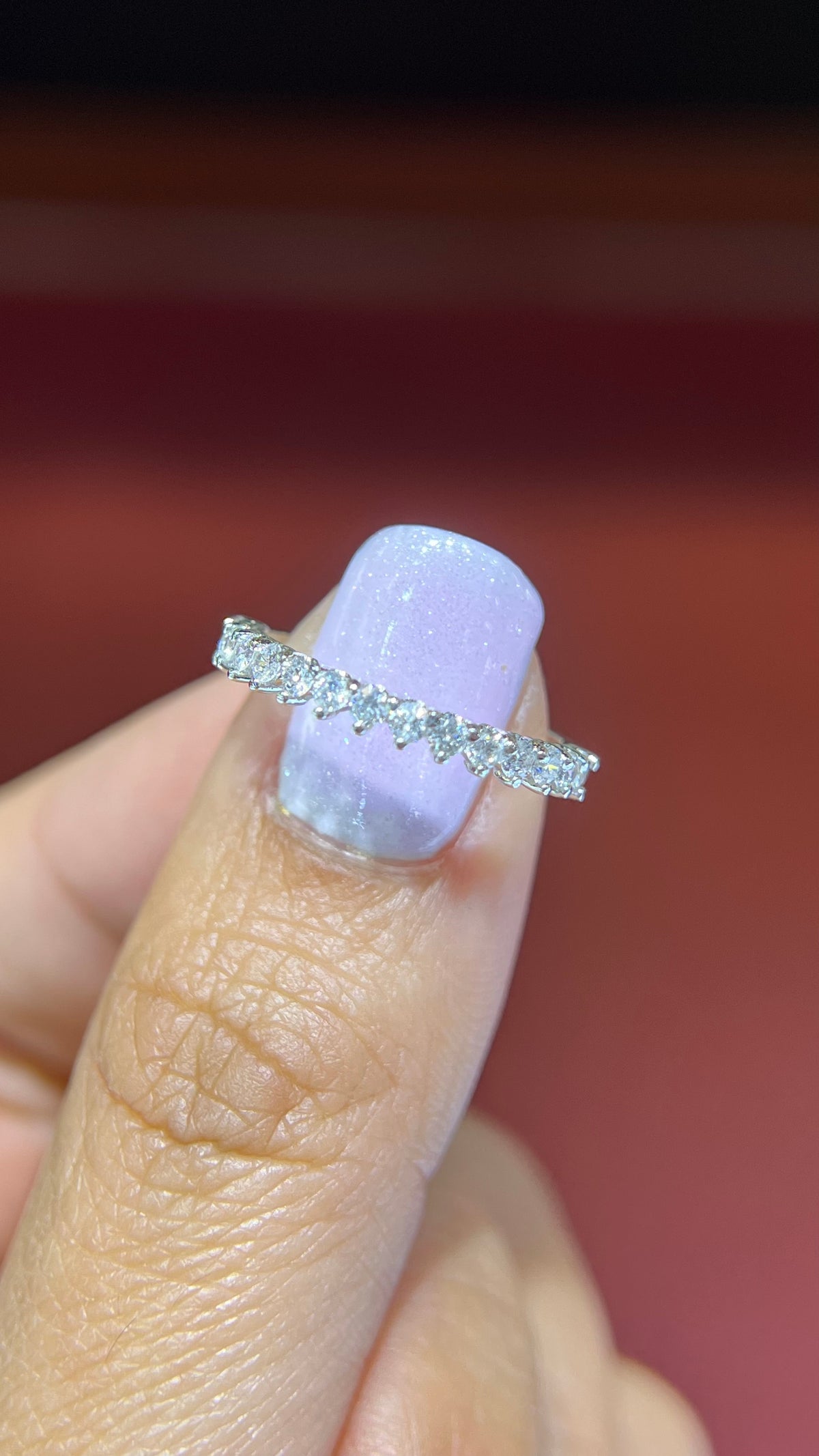 Shared 3-Prong Diamond Wedding Band 14K Gold BAN142