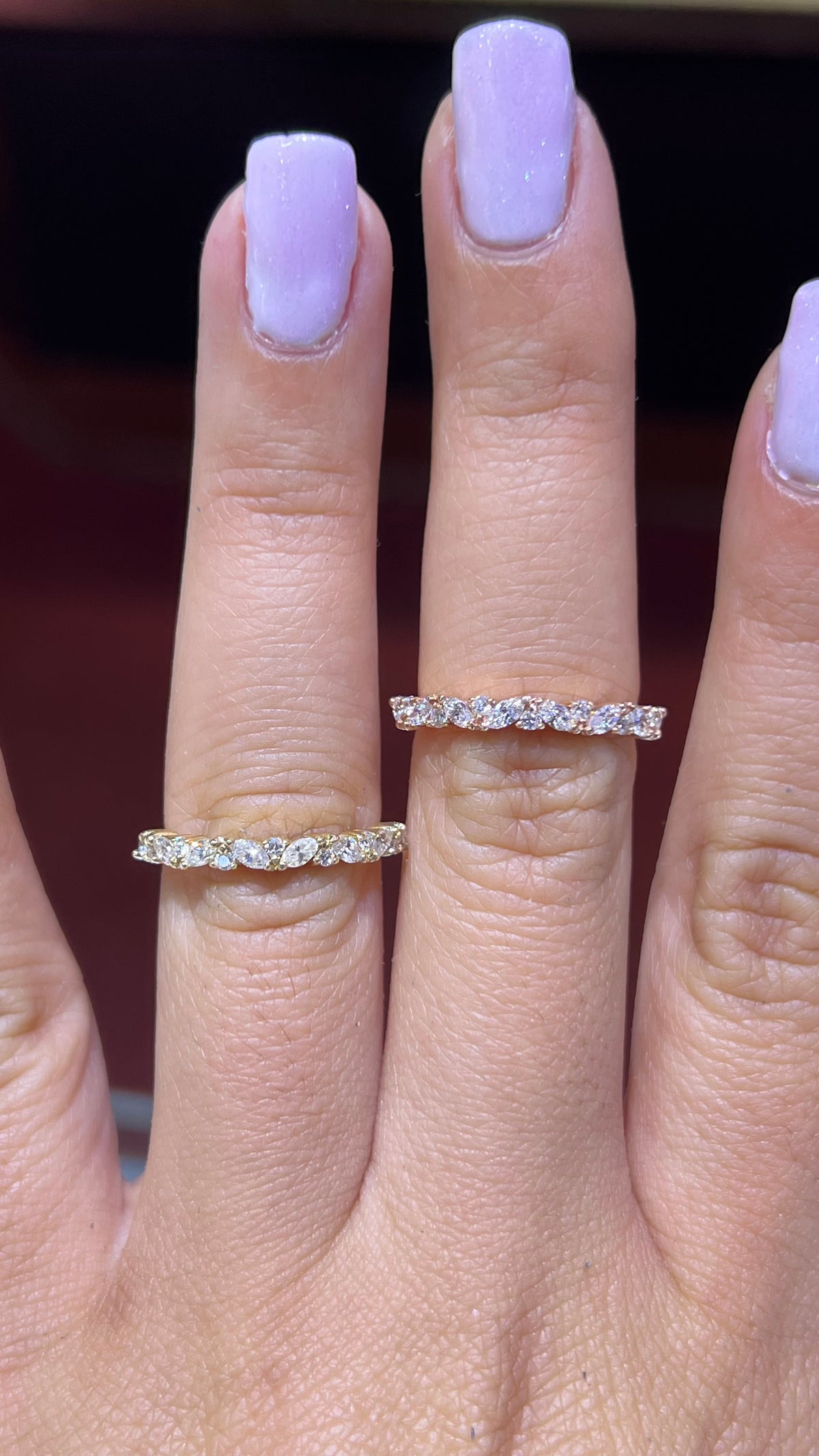 Staggered Marquise Alternating Diamond Wedding Band 14K Gold BAN143