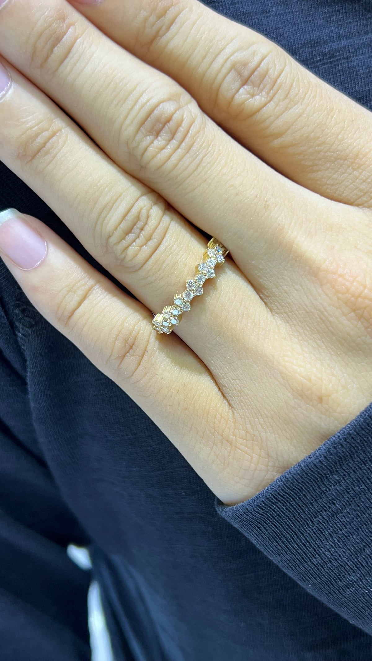 Vertical Alternating Diamond Wedding Band 14K Gold BAN144