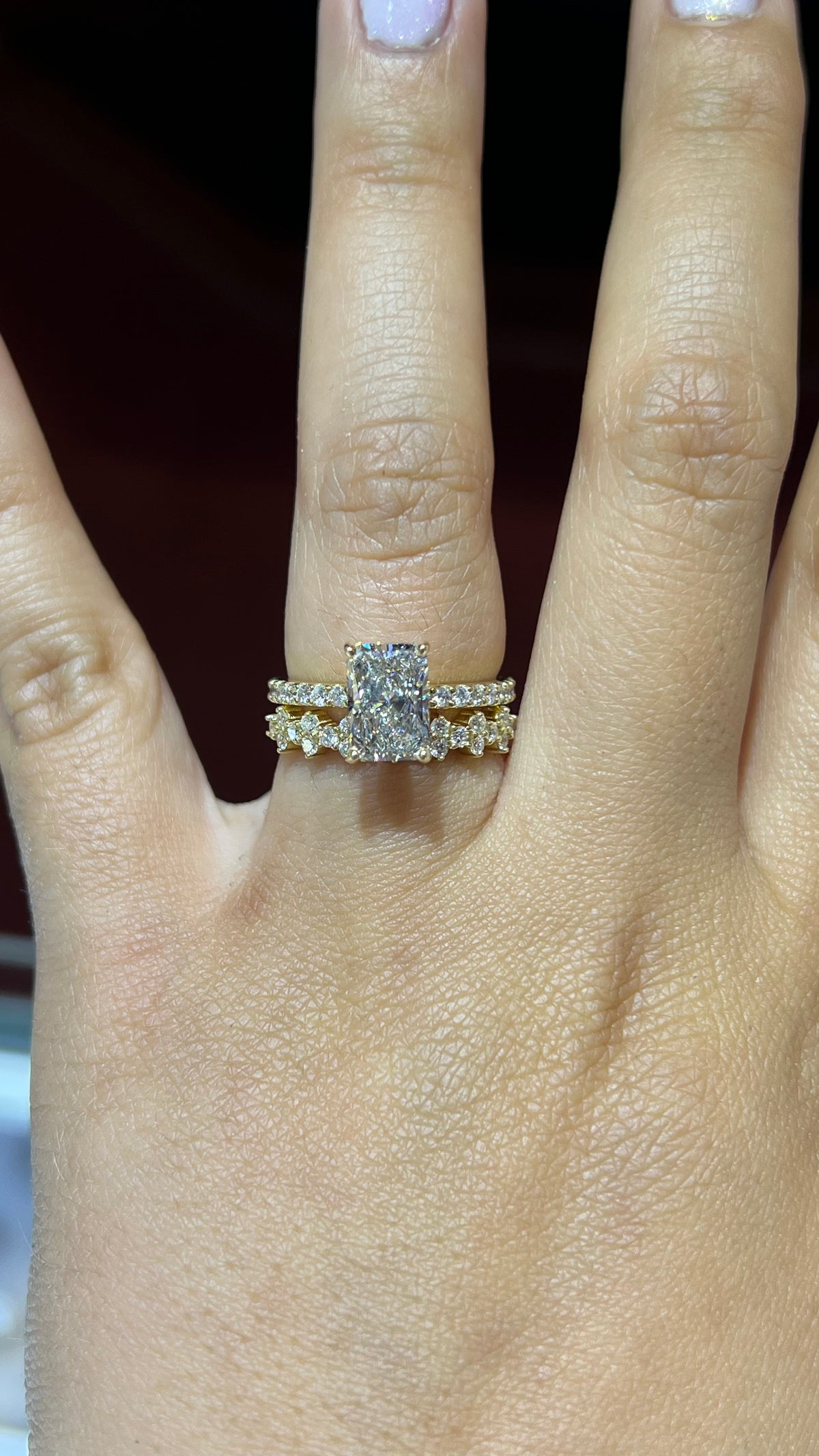 Vertical Alternating Diamond Wedding Band 14K Gold BAN144