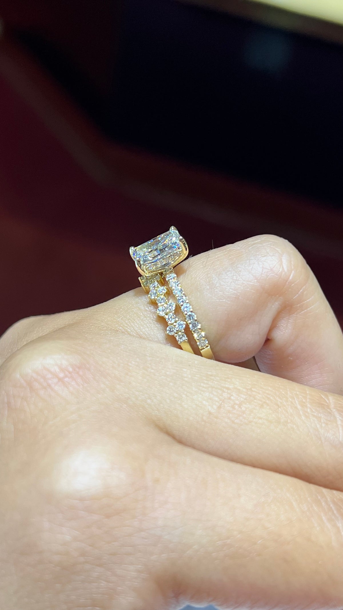 Vertical Alternating Diamond Wedding Band 14K Gold BAN144