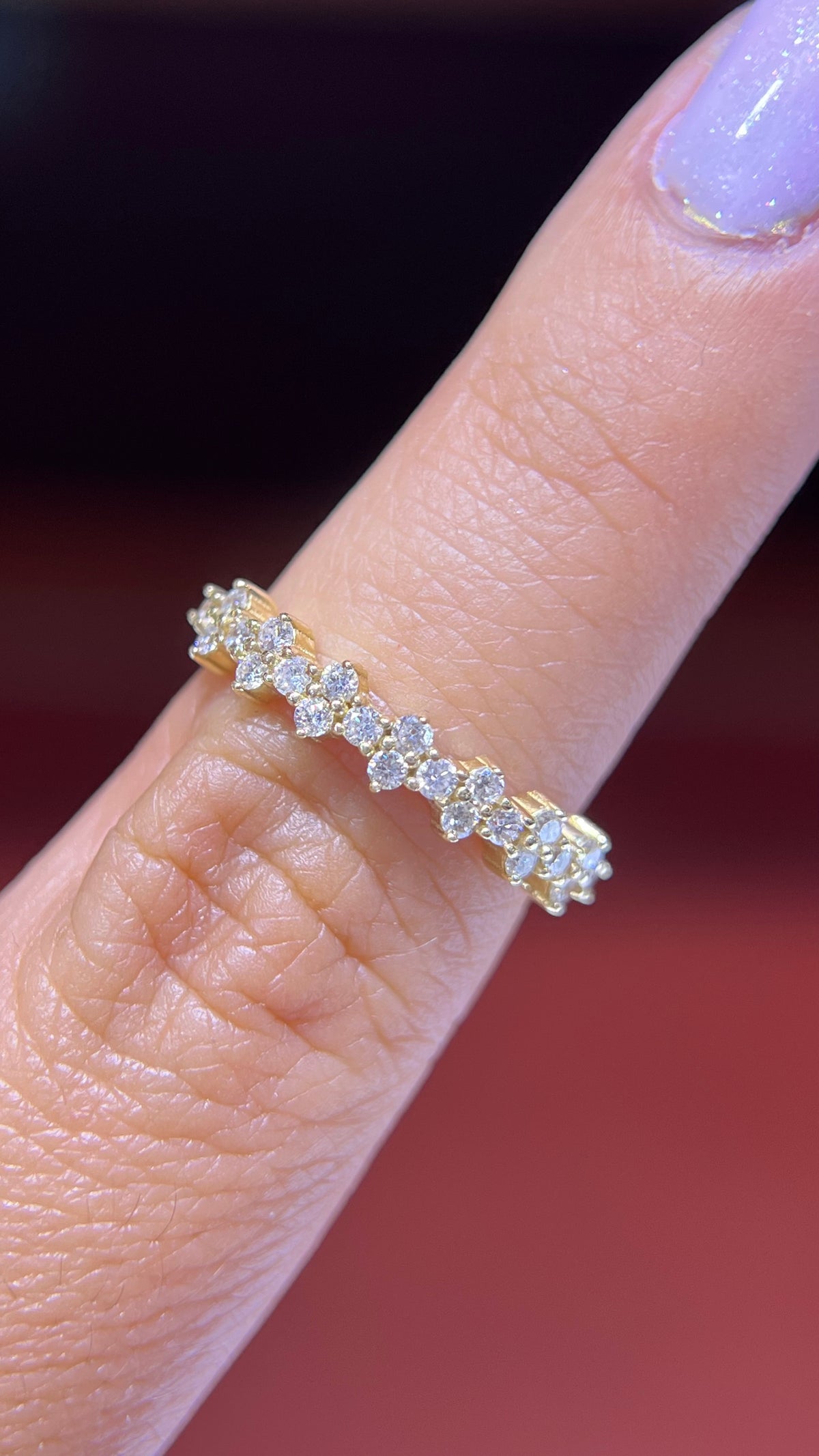 Vertical Alternating Diamond Wedding Band 14K Gold BAN144