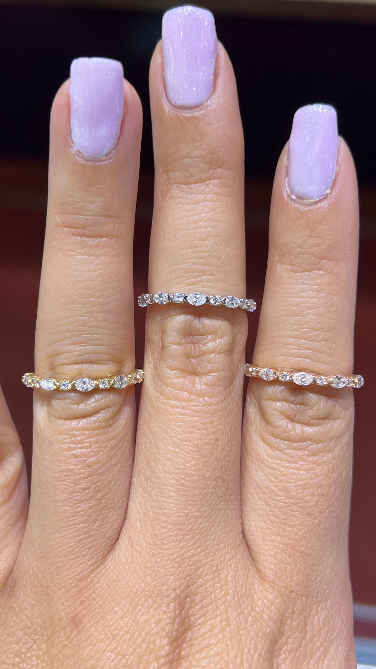 Alternating Marquise Diamond Wedding Band 14K Gold BAN145