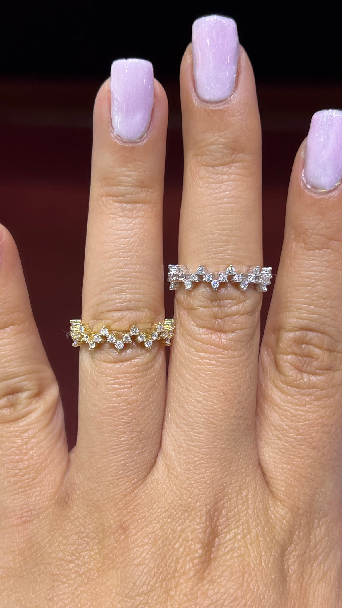 Shared Prong Zigzag Diamond Wedding Band 14K Gold BAN146