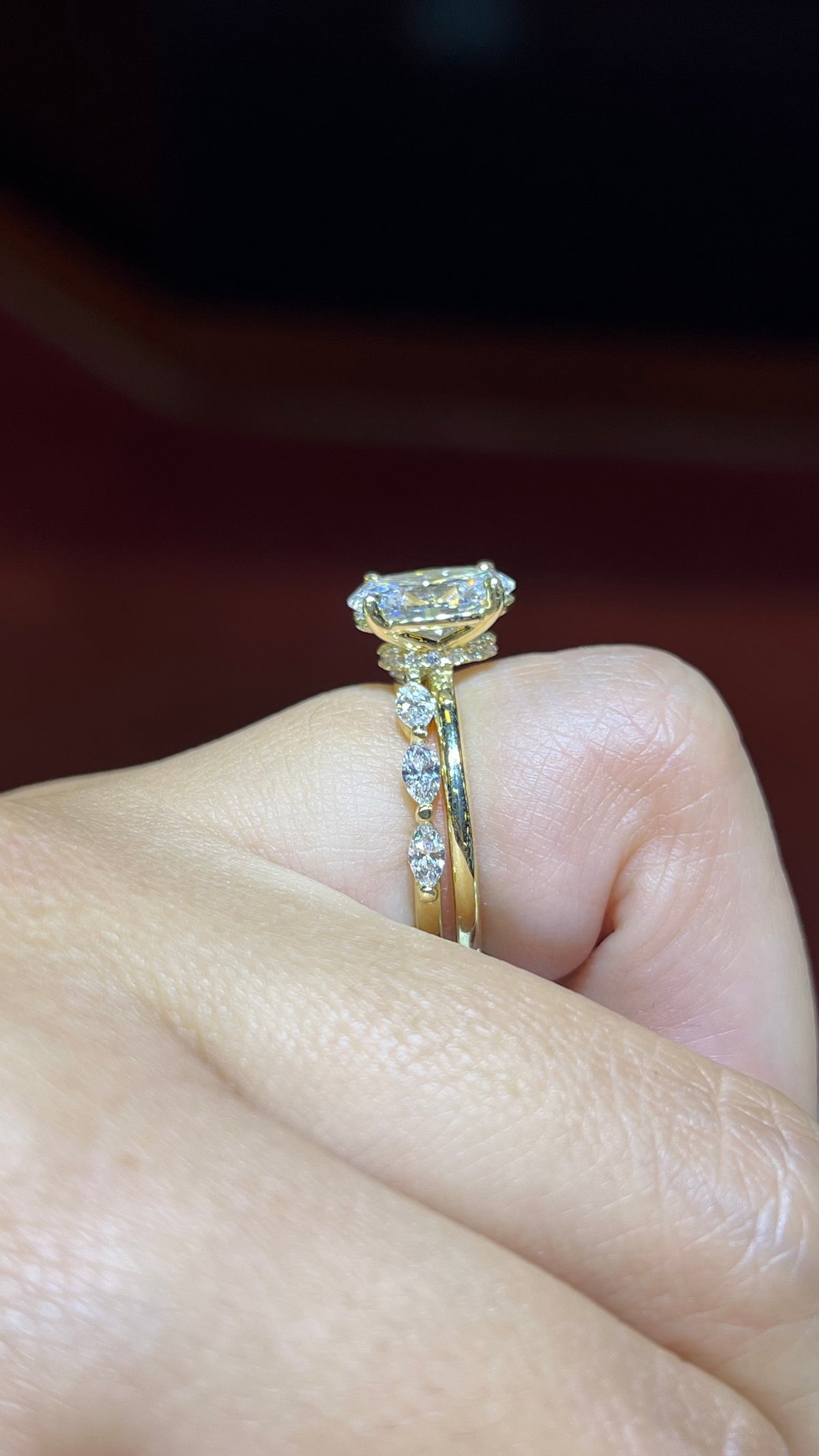 Marquise Shared Prong Diamond Wedding Band 14K Gold BAN154