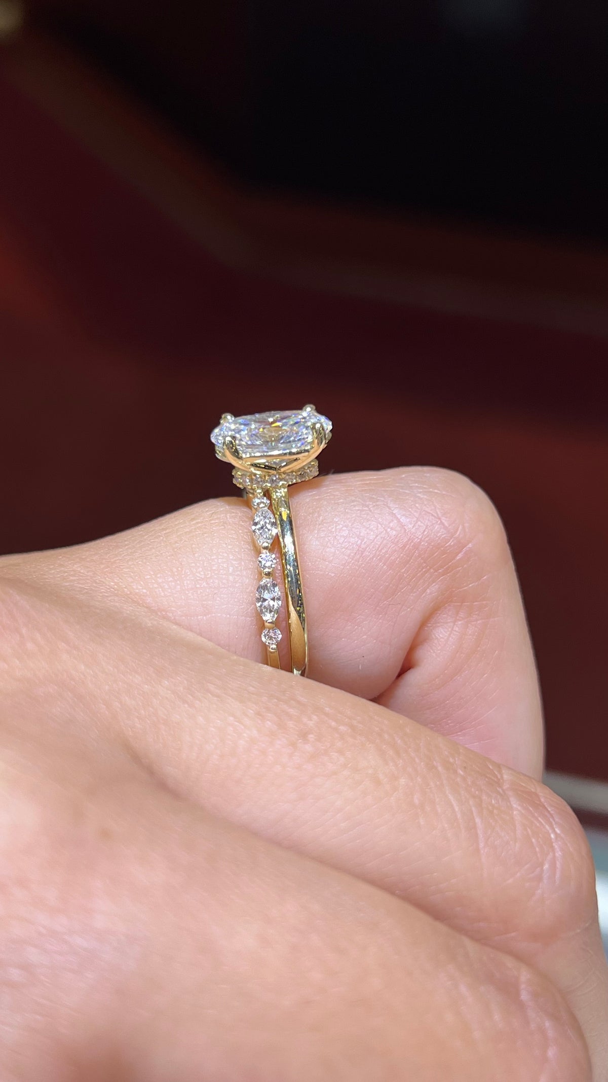 Marquise and Round Shared Prong Diamond Wedding Band 14K Gold BAN156