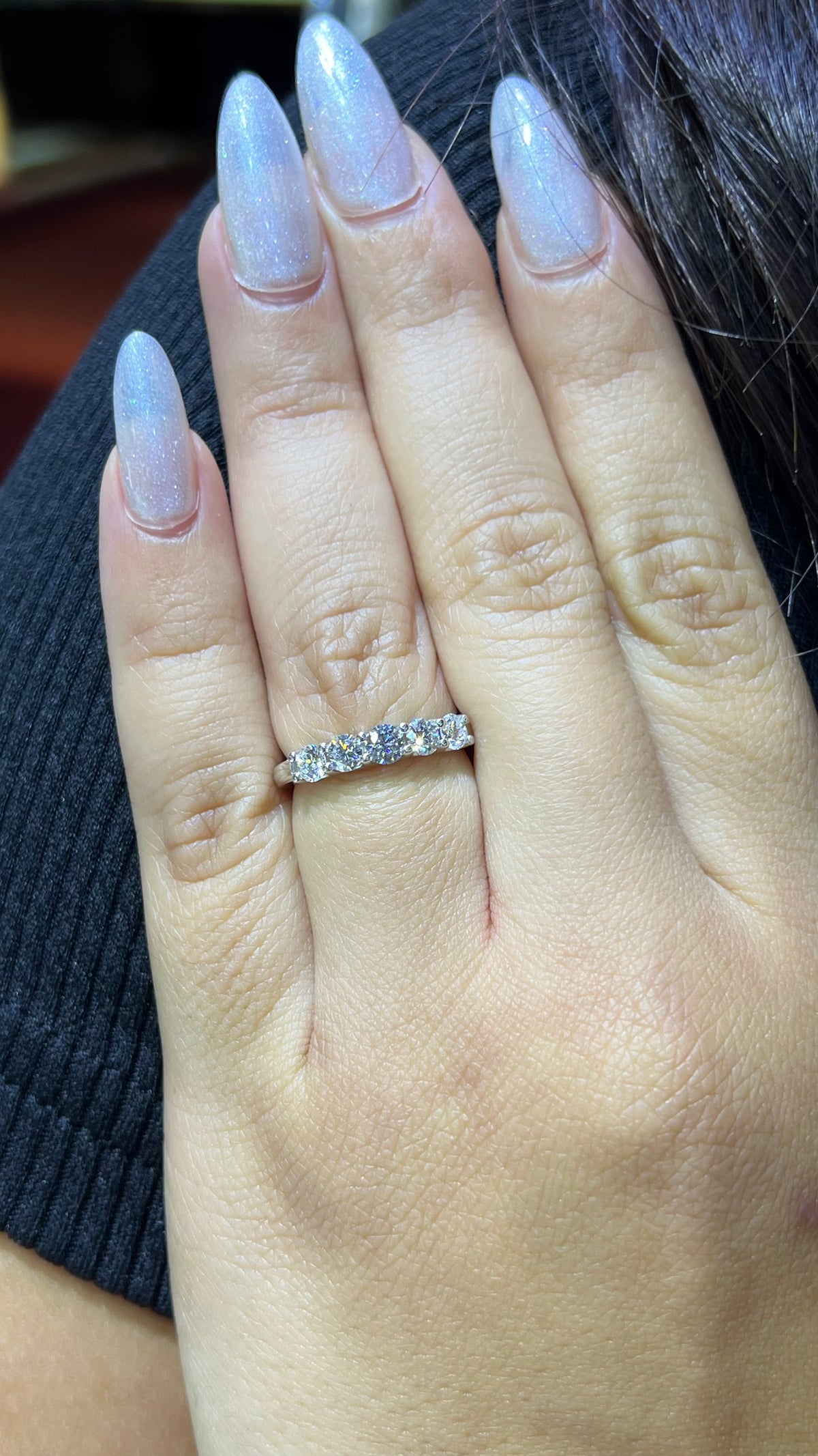 Round Brilliant U-Prong Diamond Wedding Band 14K Gold BAN158