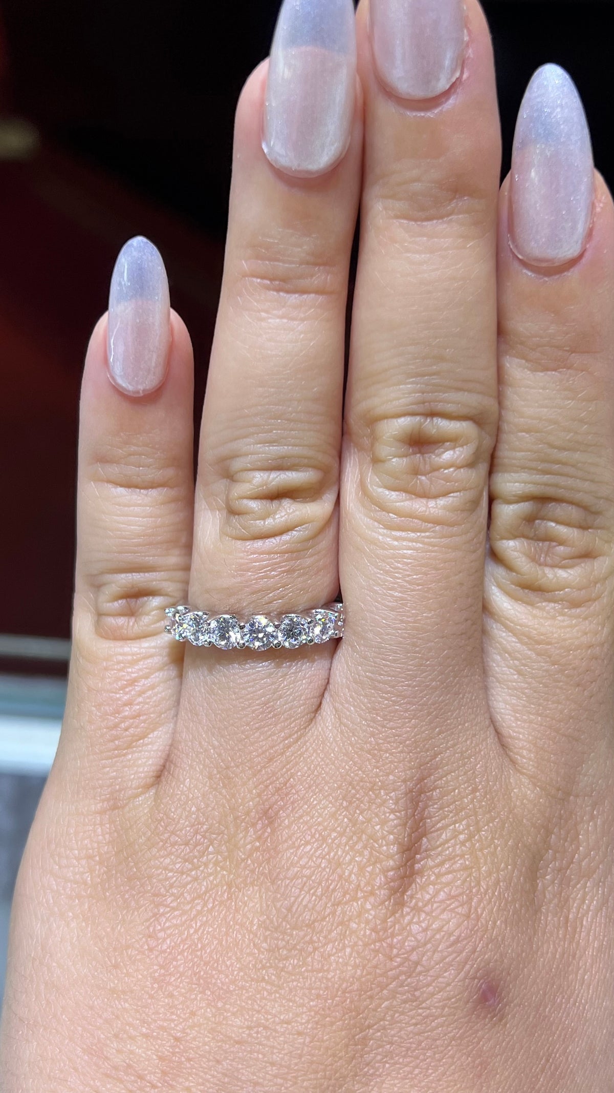 Larger Round Brilliant U-Prong Diamond Wedding Band 14K Gold BAN159