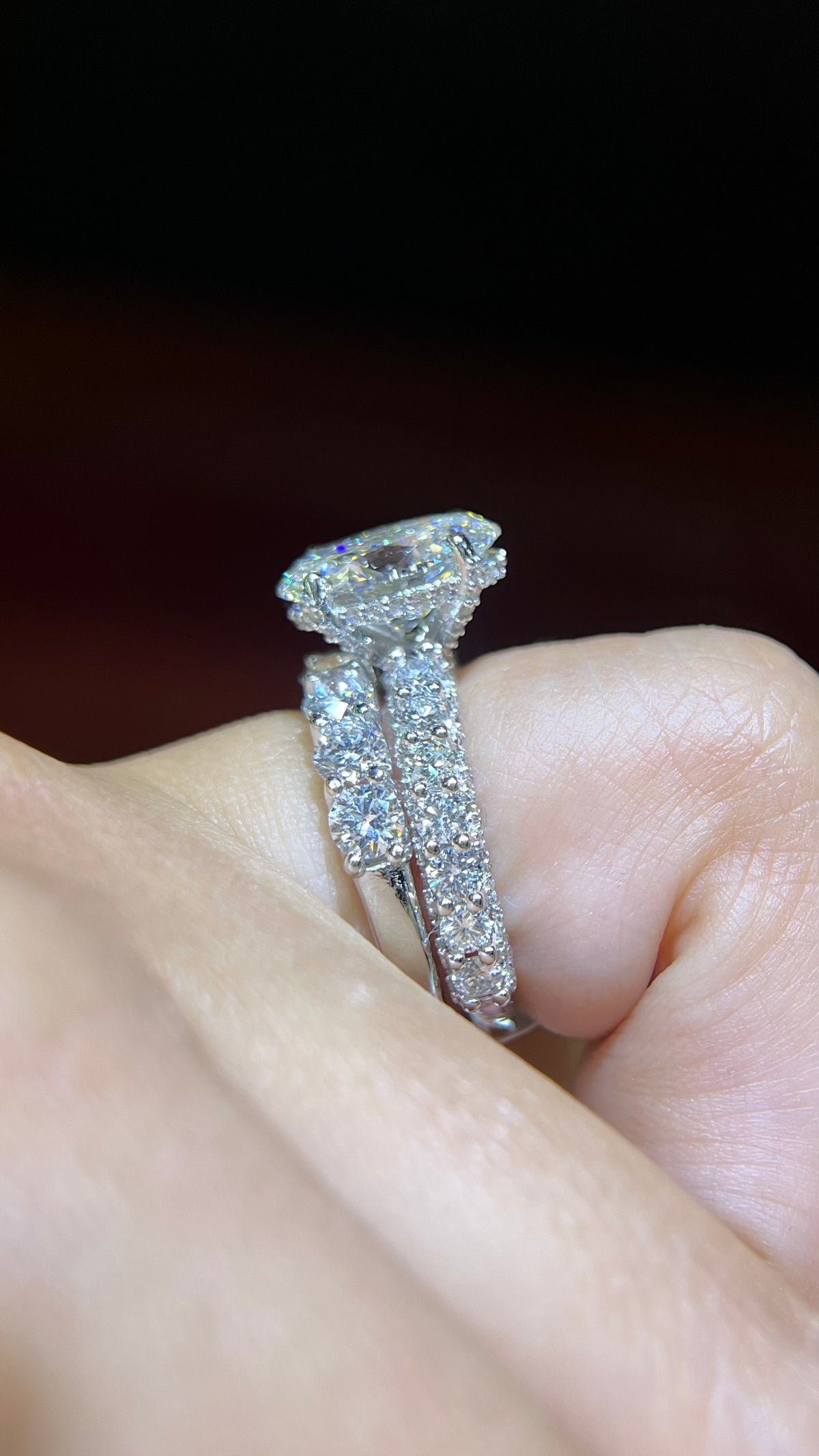 Larger Round Brilliant U-Prong Diamond Wedding Band 14K Gold BAN159