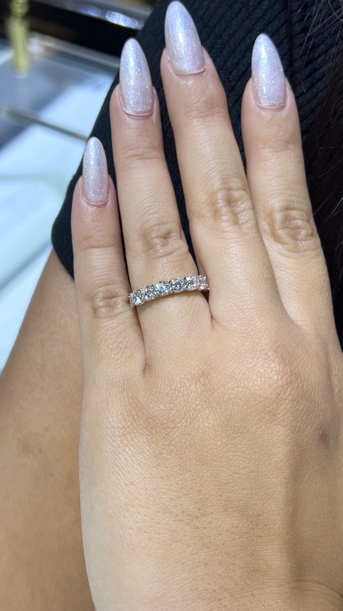 Larger Round Brilliant U-Prong Diamond Wedding Band 14K Gold BAN159