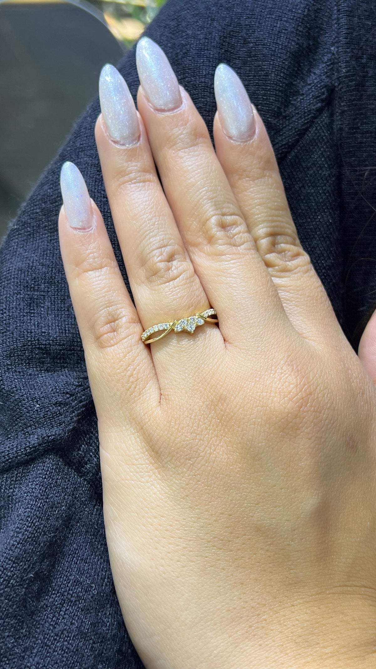 Half Diamond Twist Crown Wedding Band 14K Gold BAN162