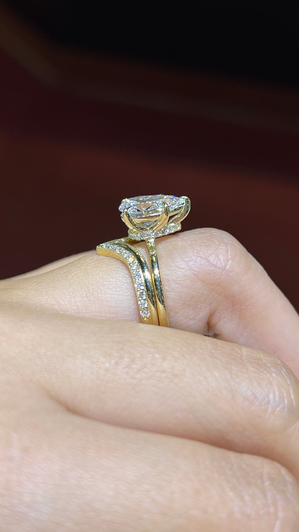 Double Layer Diamond Pave Chevron Band 14K Gold BAN164