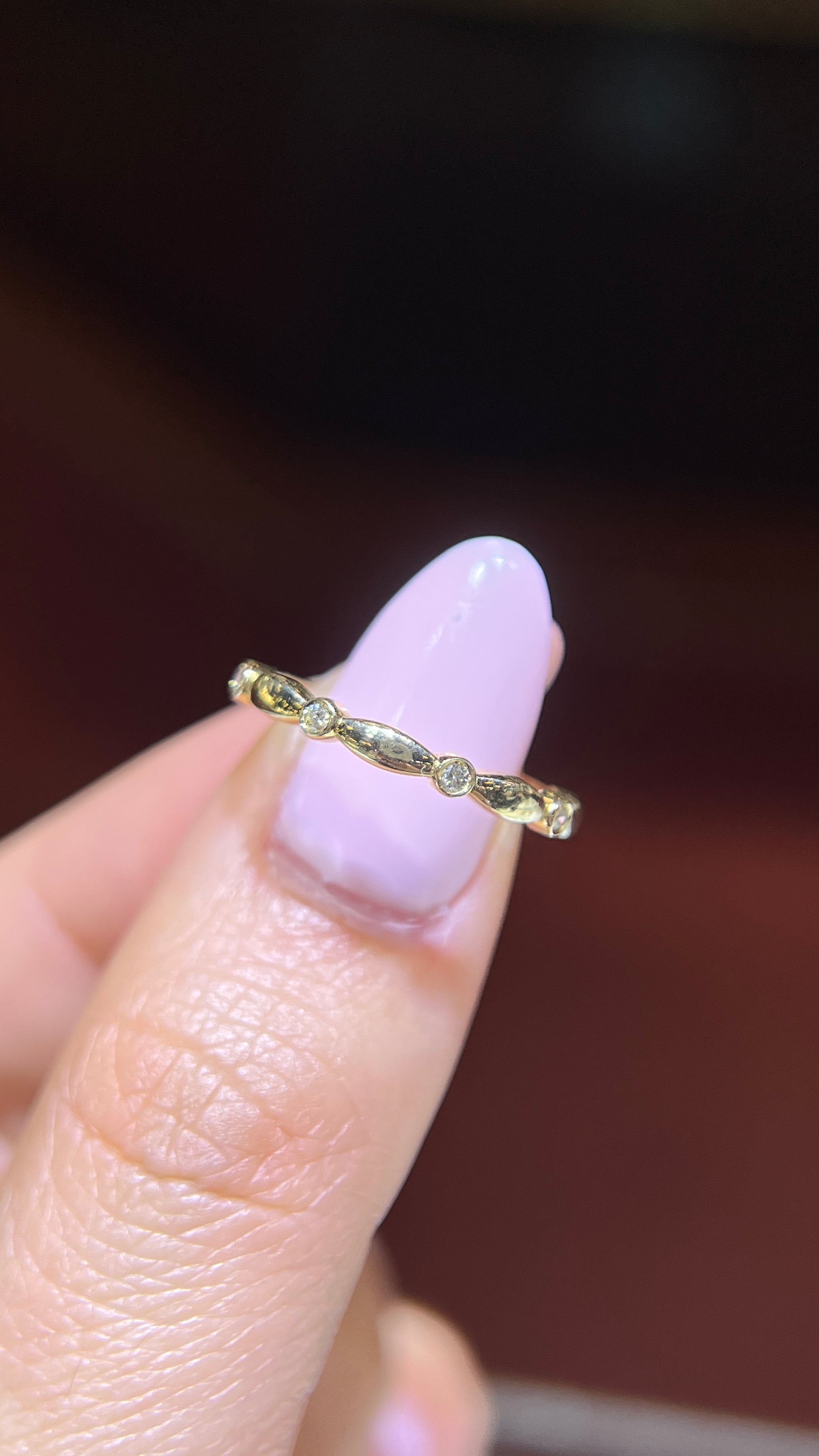 Spaced Diamond Bezel Band 14K Gold BAN171