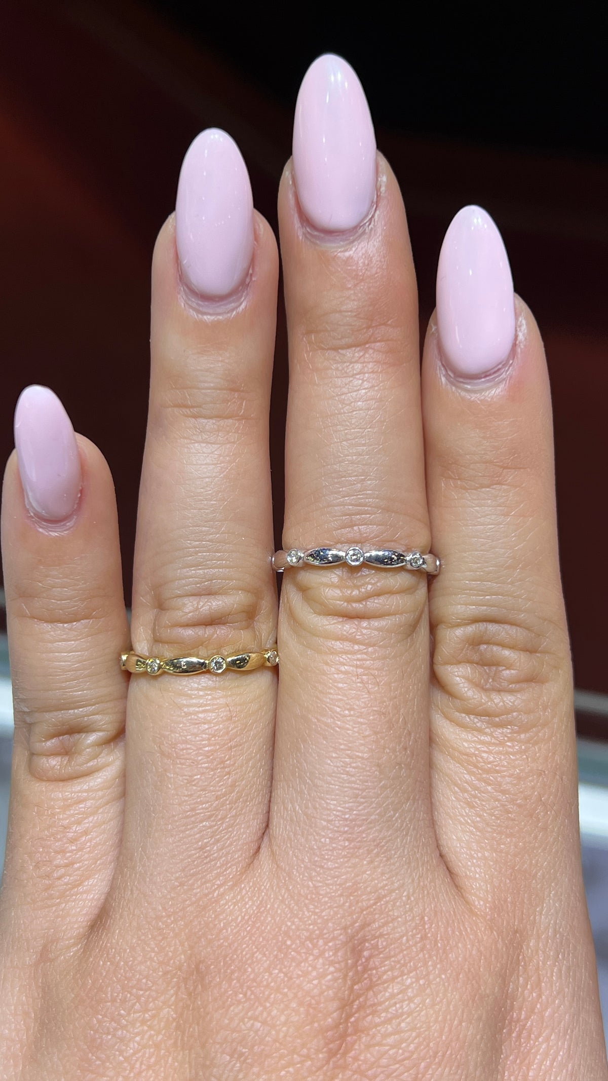 Spaced Diamond Bezel Band 14K Gold BAN171