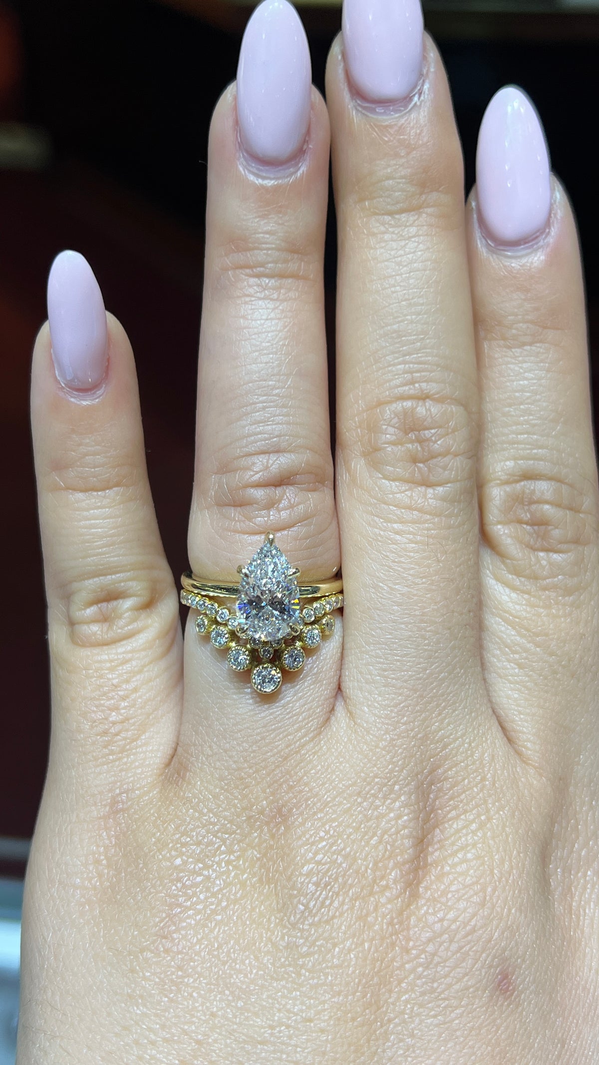 Milgrain Bezel Diamond Chevron Band 14K Gold BAN172